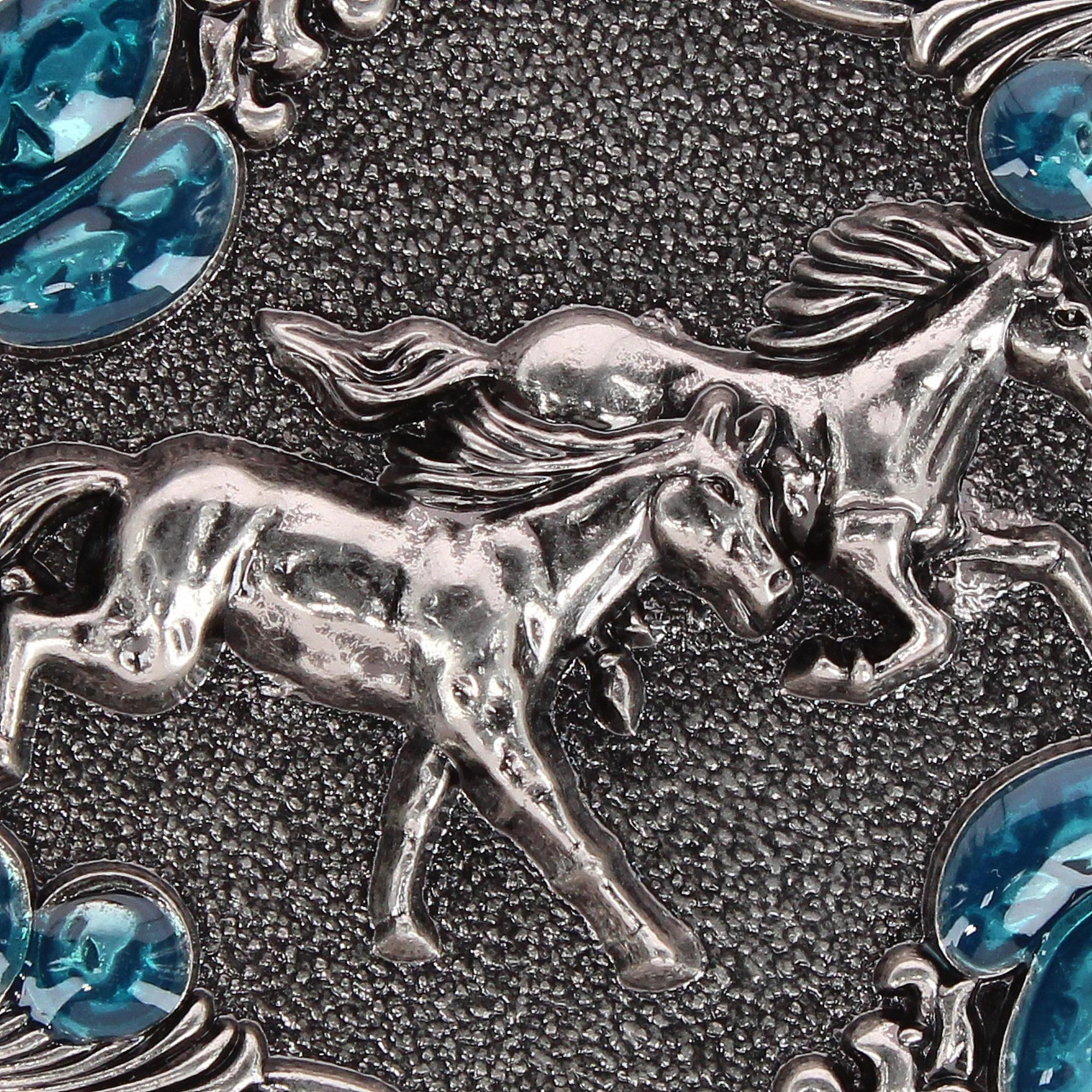 CTM Women's Running Horses Turquoise Belt Buckle for 1.5 Inch Belts