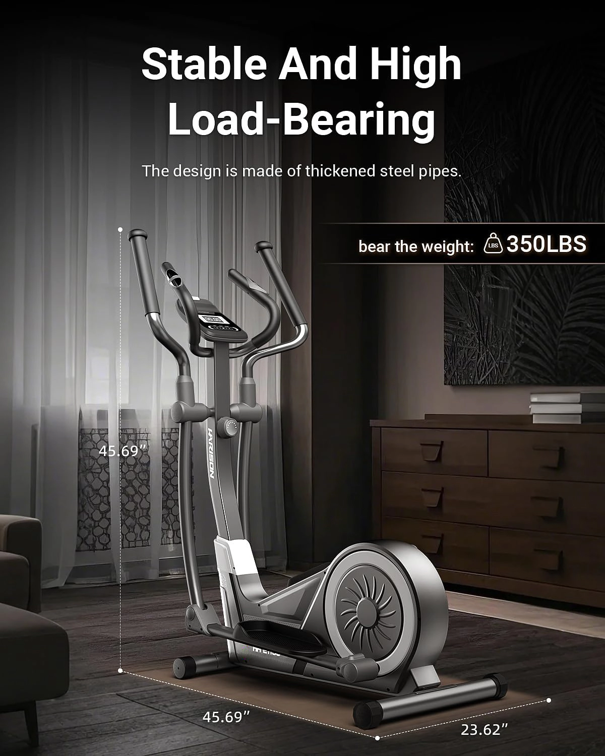 HARISON Magnetic Elliptical Machine, 350 lb Capacity, 16 Resistance Levels