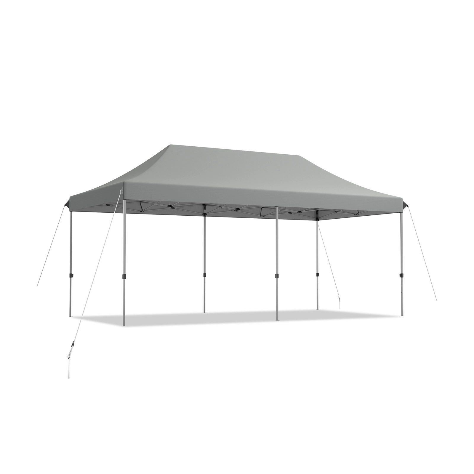 SUGIFT Gray Adjustable Folding Sun Shelter Canopy with Guy Ropes and Ground Spikes 20-ft W 10-ft D 11-ft H