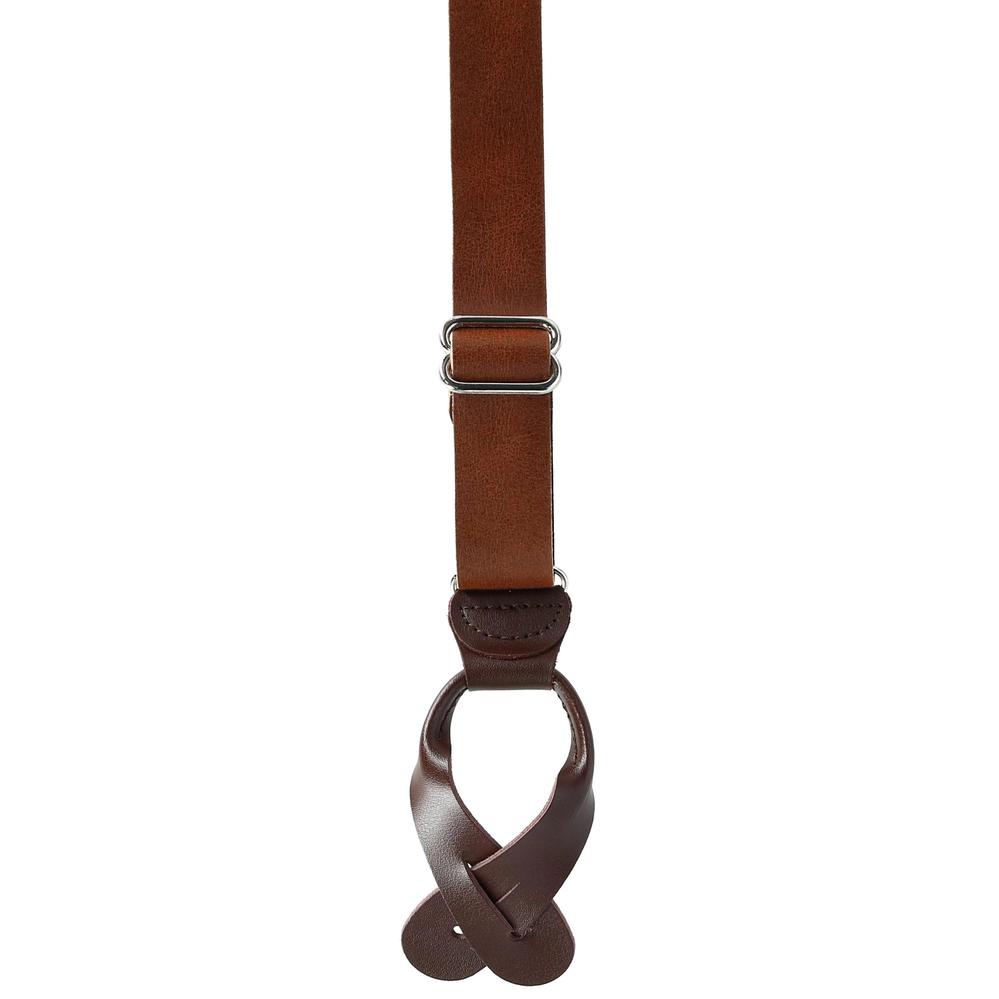 CTM Men's Coated Leather Button-End 1 Inch Suspenders
