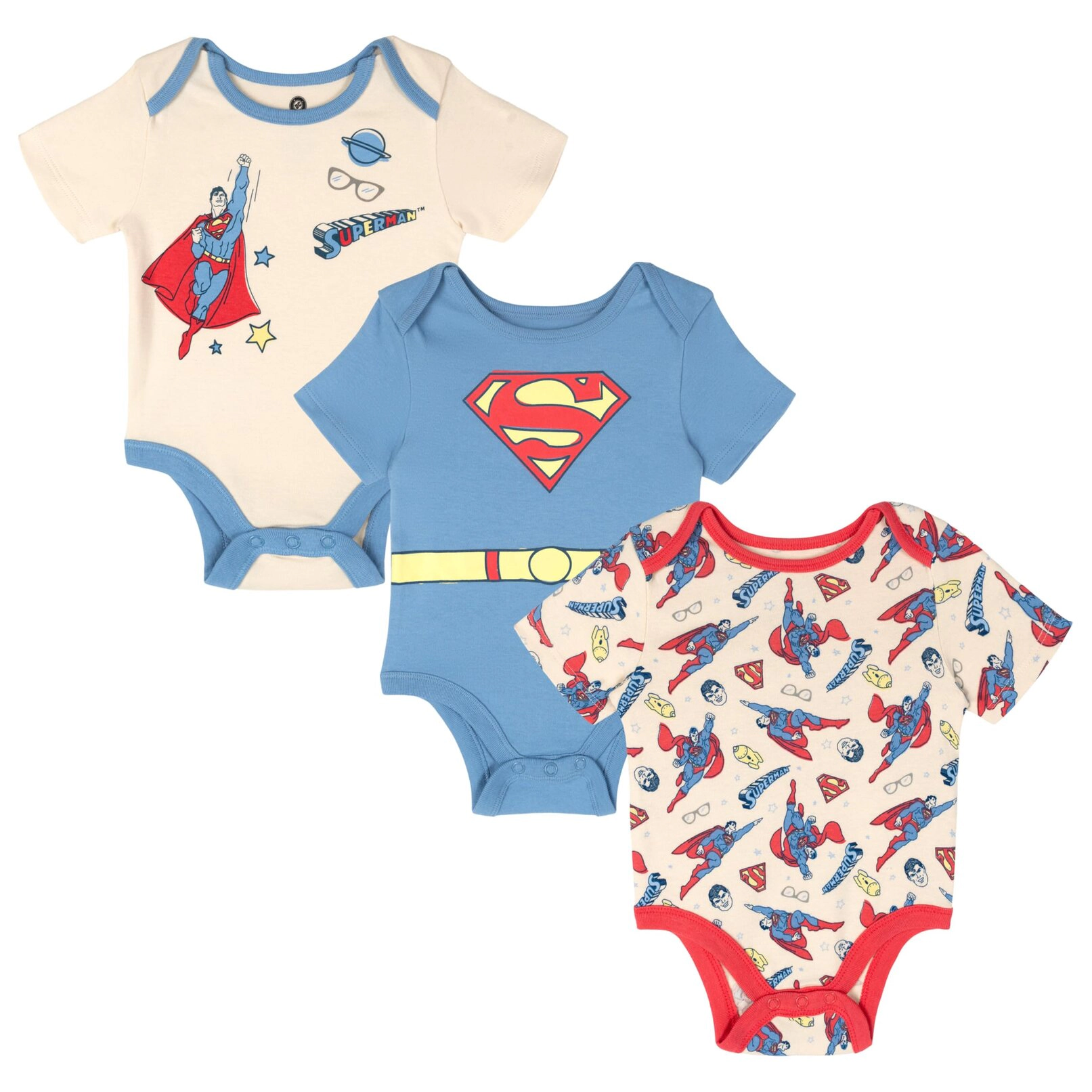 WARNER BROS Justice League Baby Boys' 3-Pack Short Sleeve Bodysuits