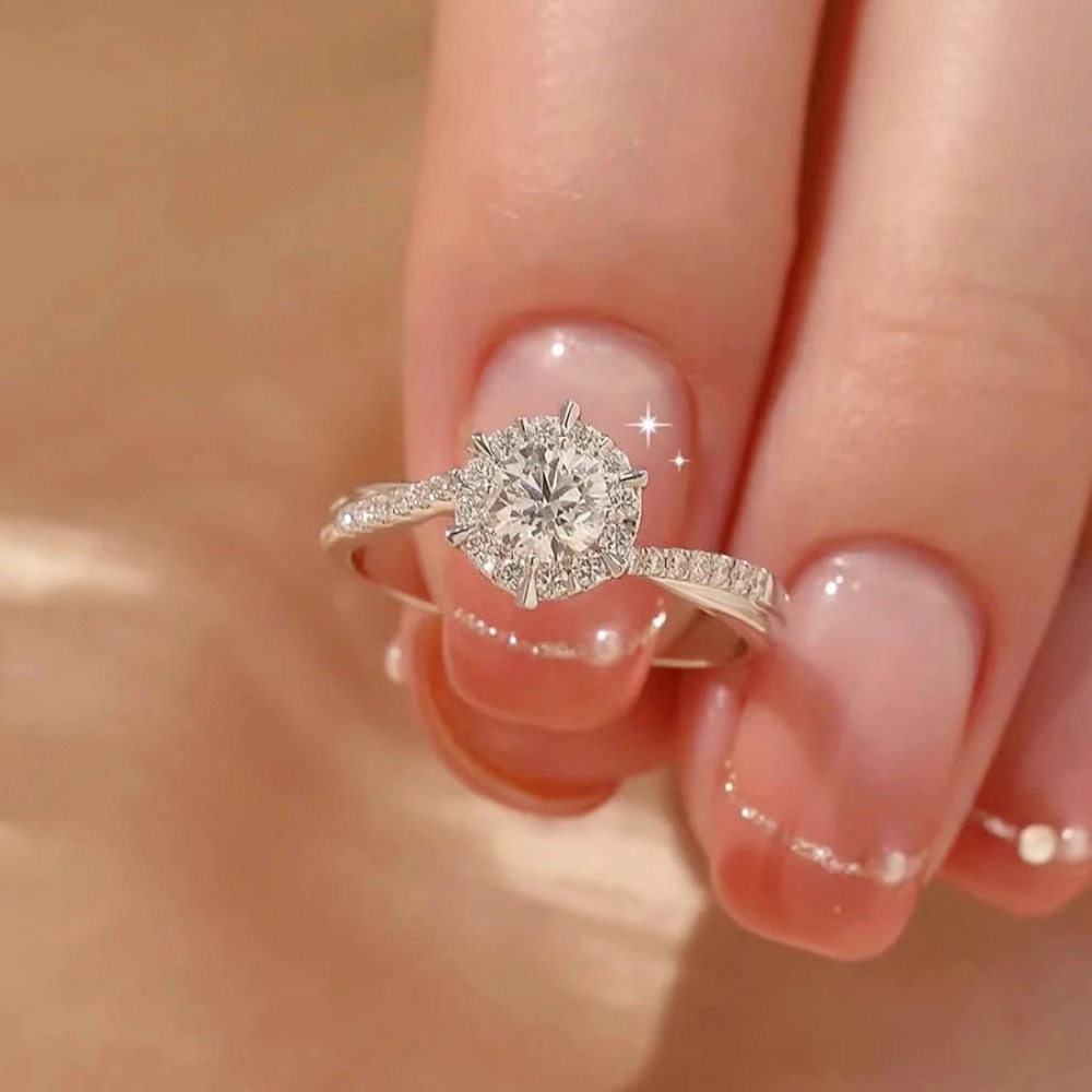 Wardrobe Whimsy Round Cubic Zirconia Halo Twisted Pave Shank Engagement Ring