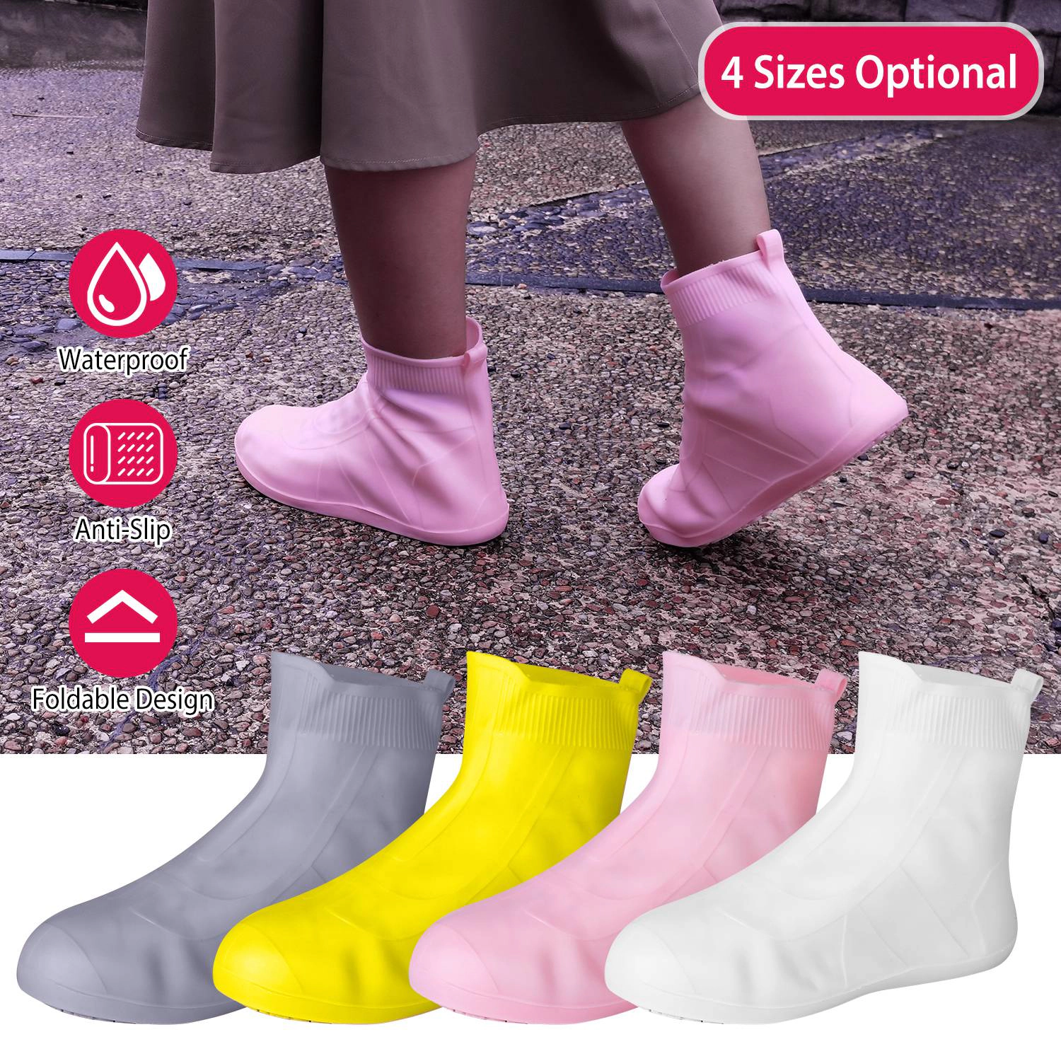 GBruno Waterproof Reusable TPE Shoe Covers
