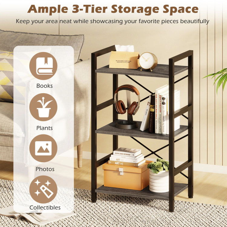 Hivvago 4-Tier Bookshelf with Metal Frame and Wooden Storage Racks for Study