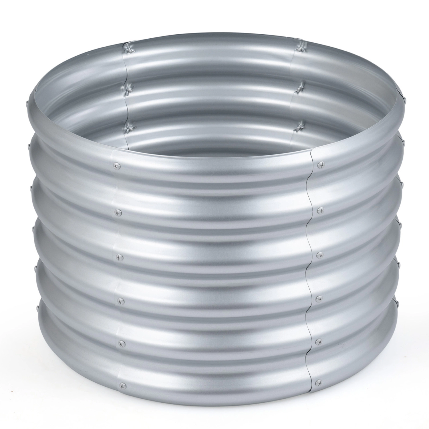 LJG Round Galvanized Raised Garden Bed with Open-Ended Base