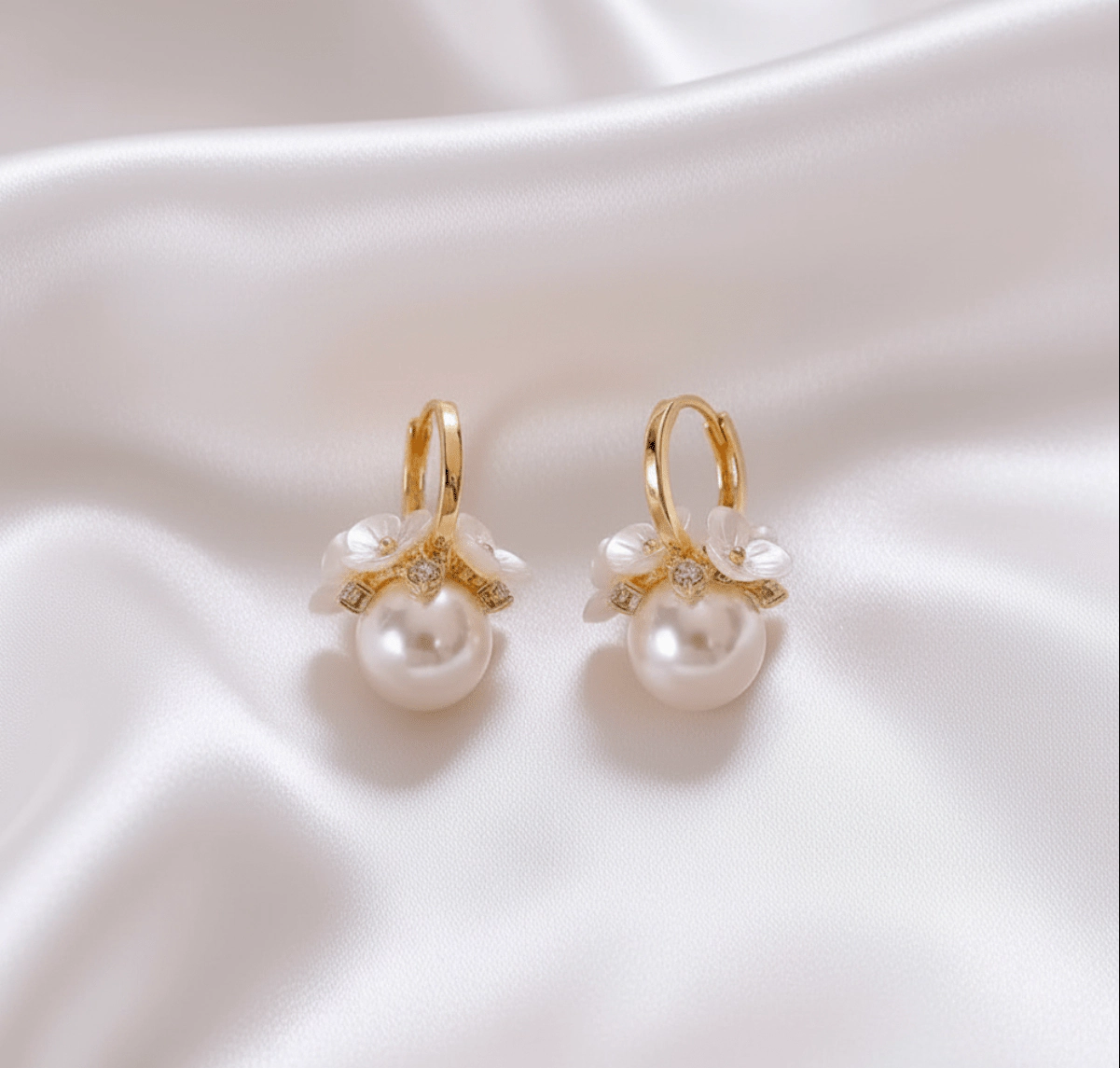 DressAtR Women's Simulated Pearl Geometric Drop Earrings