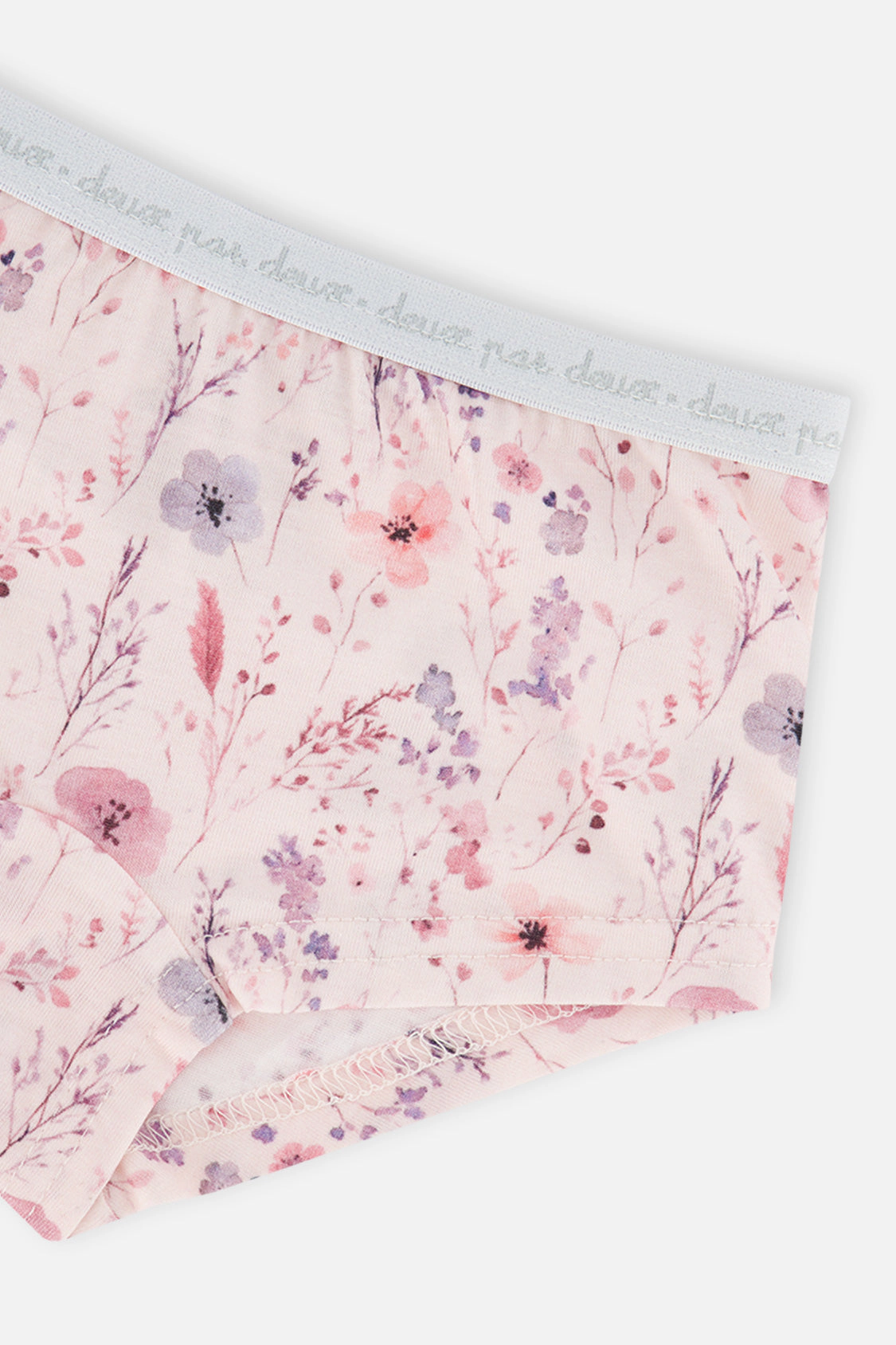 Deux par Girls Cat, Floral and Koala Print Boyshort Panty Pack of 3 with Elastic Waistbands