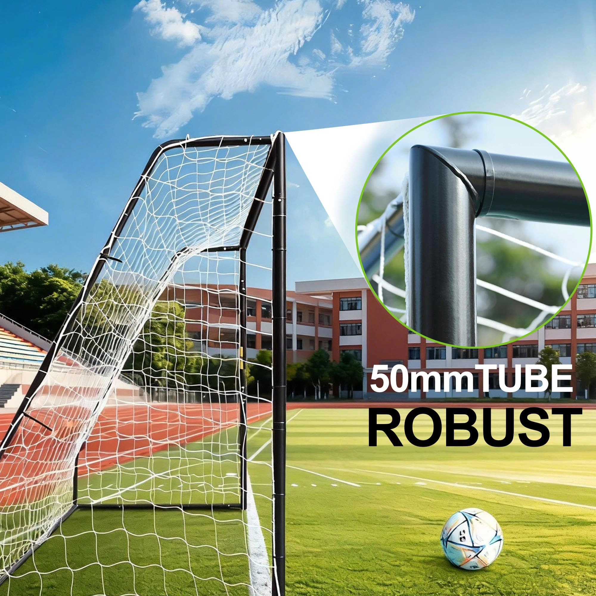 12x6 FT Soccer Goal with Foldable Net, Heavy Duty Metal Frame, Fiberglass Support Poles, Stakes & Carry Bag