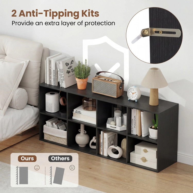 Hivvago 8-Cube Bookcase Bookshelf with 2 Anti-Tipping Kits Storage Organizer