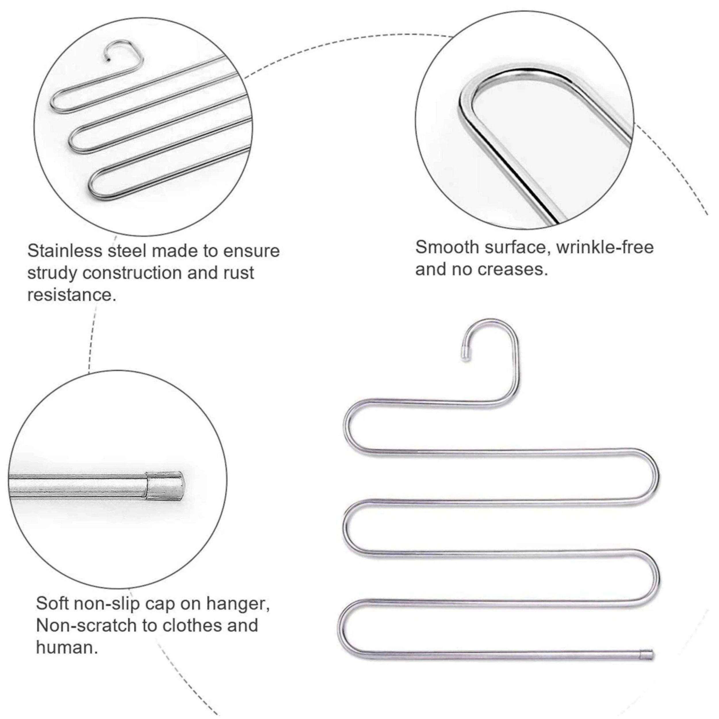 Home Collection 5 Layer S Shape Stainless Steel Trouser Hanger Space Saver