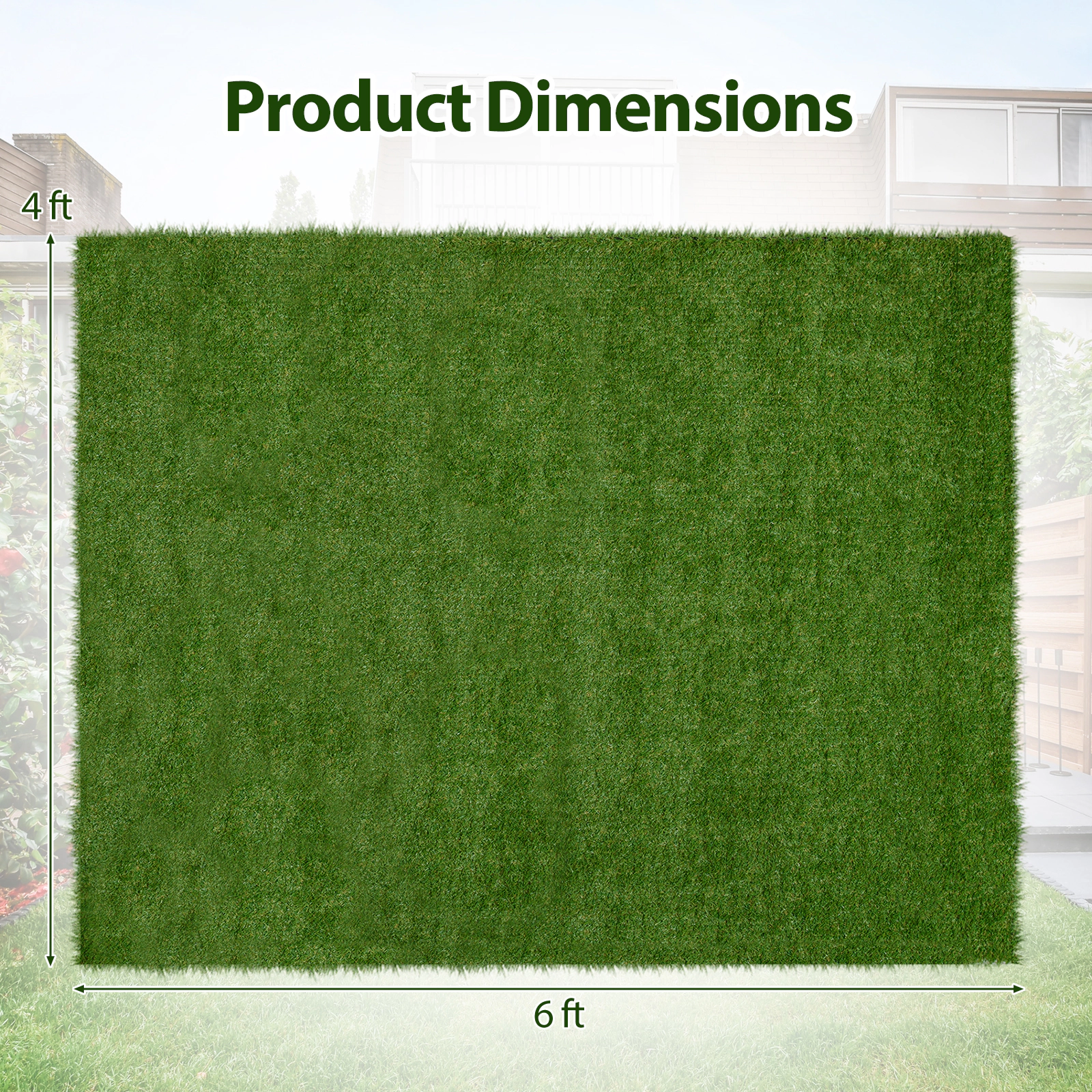 SUGIFT Green Artificial Grass Turf Mat with Drainage Holes and Latex Backing 4-ft W 6-ft D 2-in Pile Height