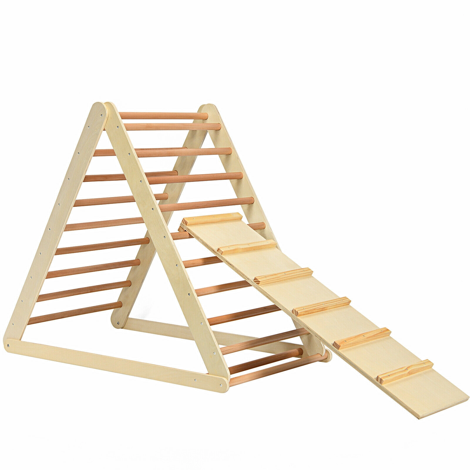SUGIFT Natural 48-in Foldable Wooden Kids Climber with Ladder and Climbing Ramp 7.5-in Folded 132-lb Frame Load
