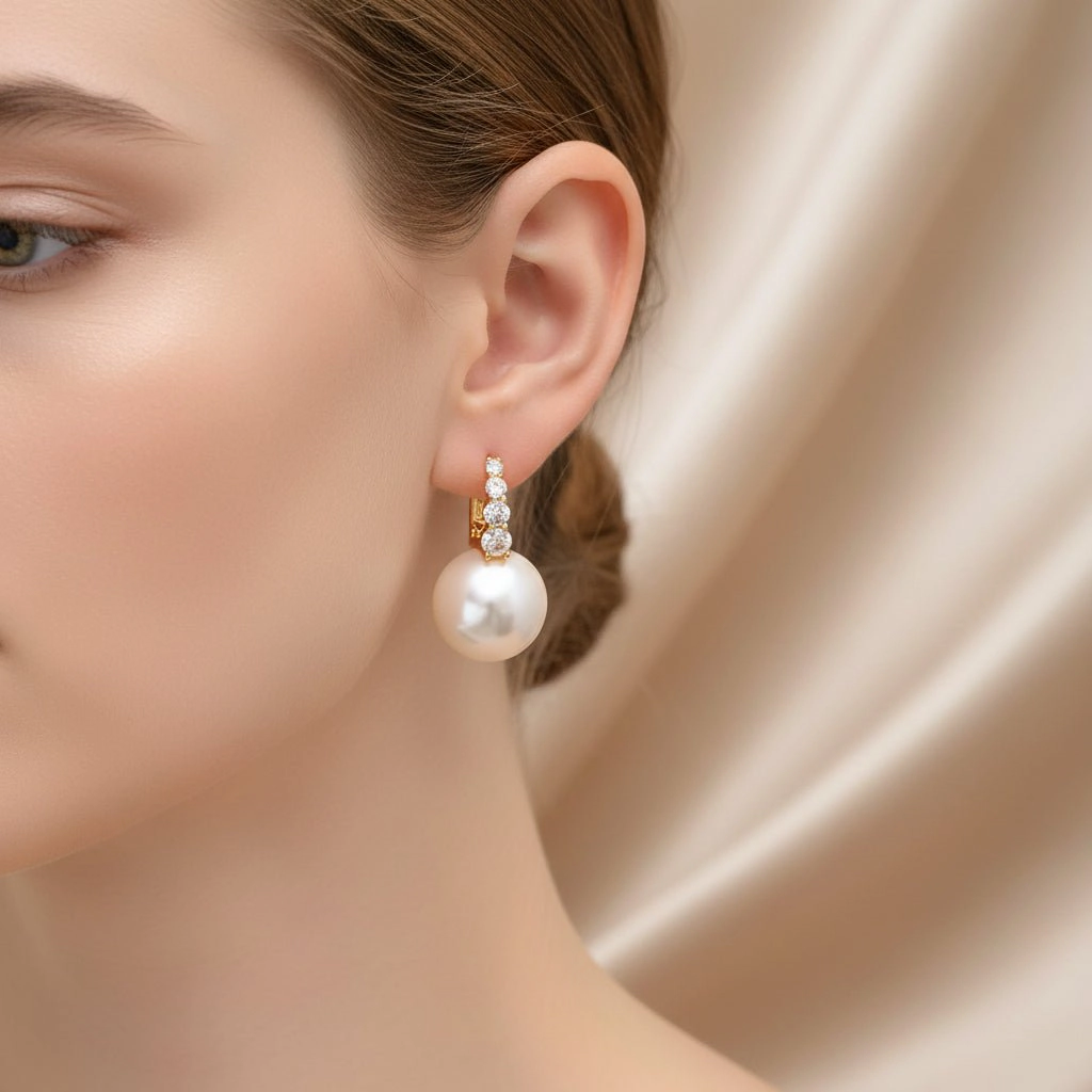 DressAtR Women's Simulated Pearl Gold Tone Drop Earrings