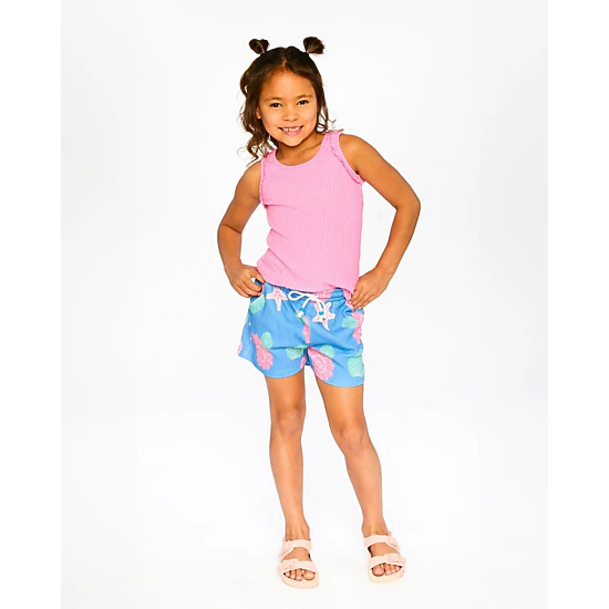 Deux par Deux Girls Crinkle Jersey Shorts Shell Print