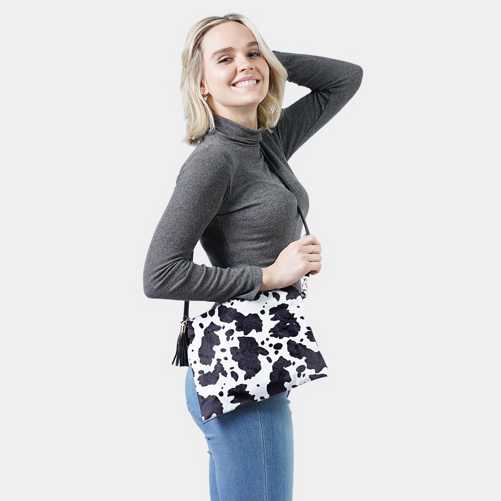 Fashnzfab Cow Patterned Crossbody / Clutch Bag