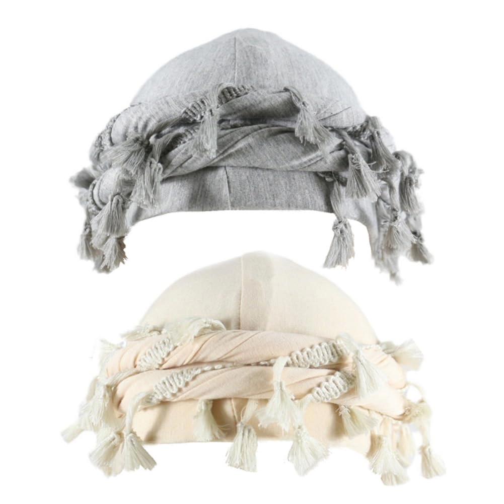PIGFDK 2Turban For Men Women Satin Lined Durag Head Wrap VintModal Twist Halo With Tassel