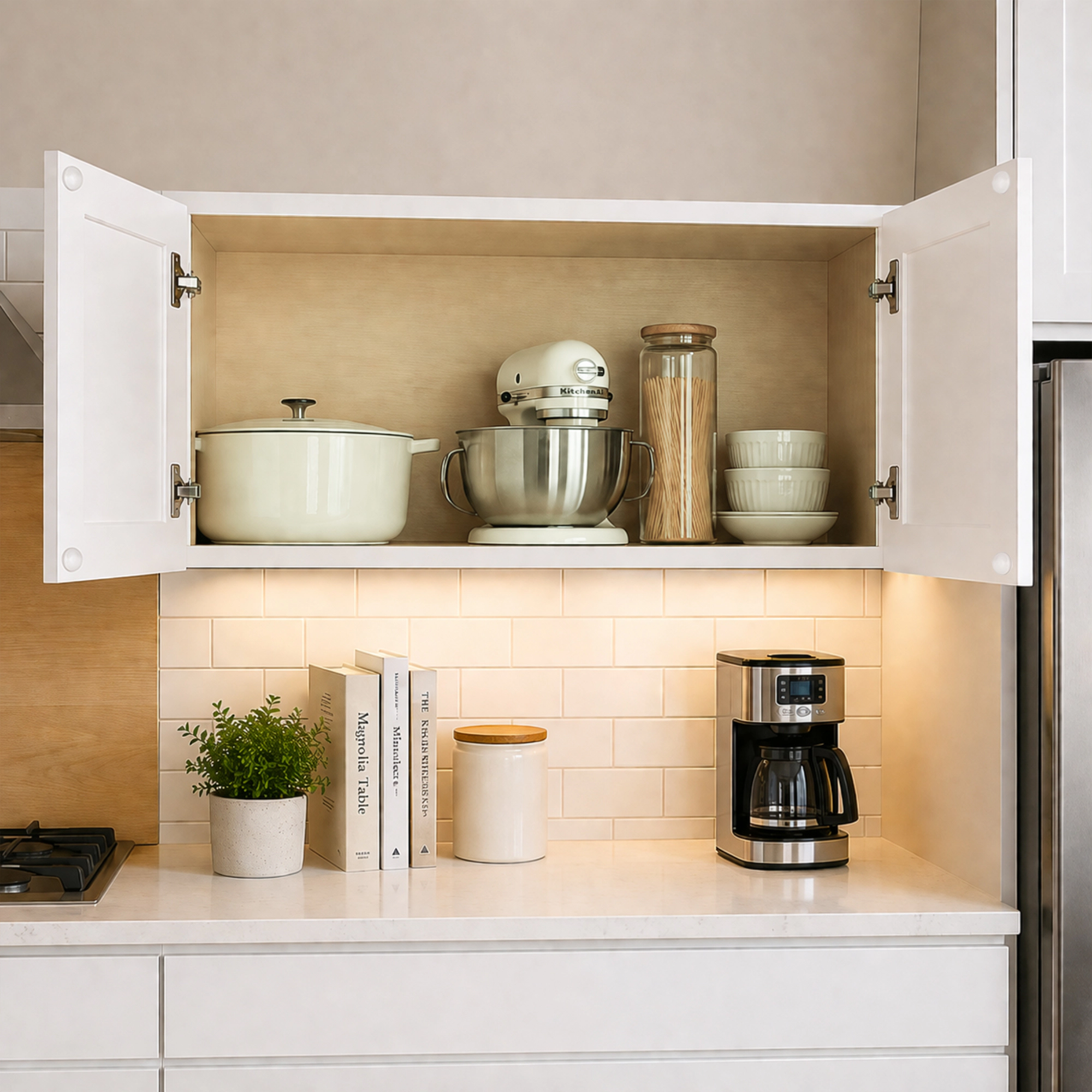 Tinyhomie 30 in W x 12 in D x 18 in H Painted Plywood Wall Bridge Cabinet with HDF Doors and Soft Close Hinges