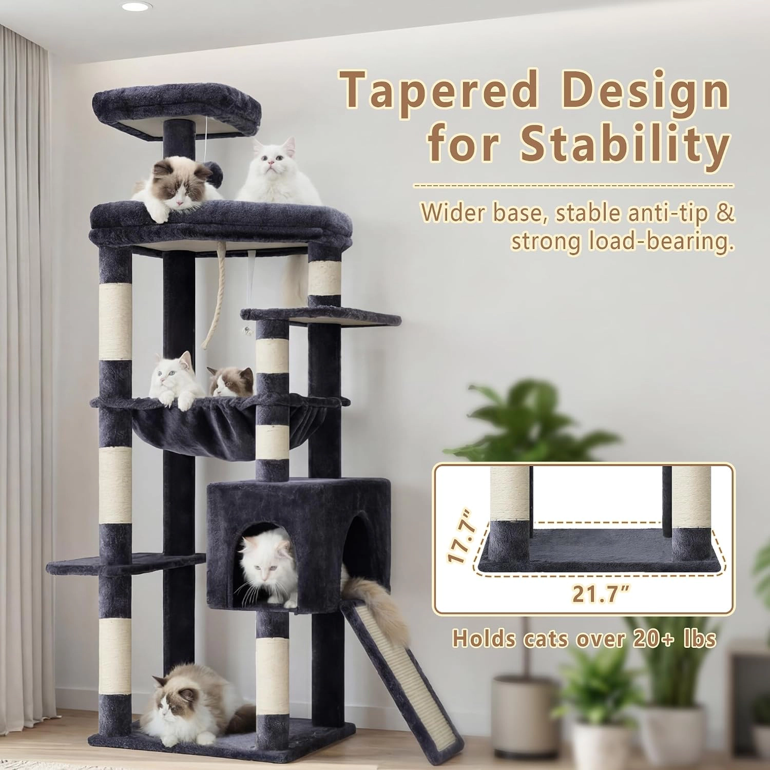 Heybly cat tree with a wide, heavy-duty base