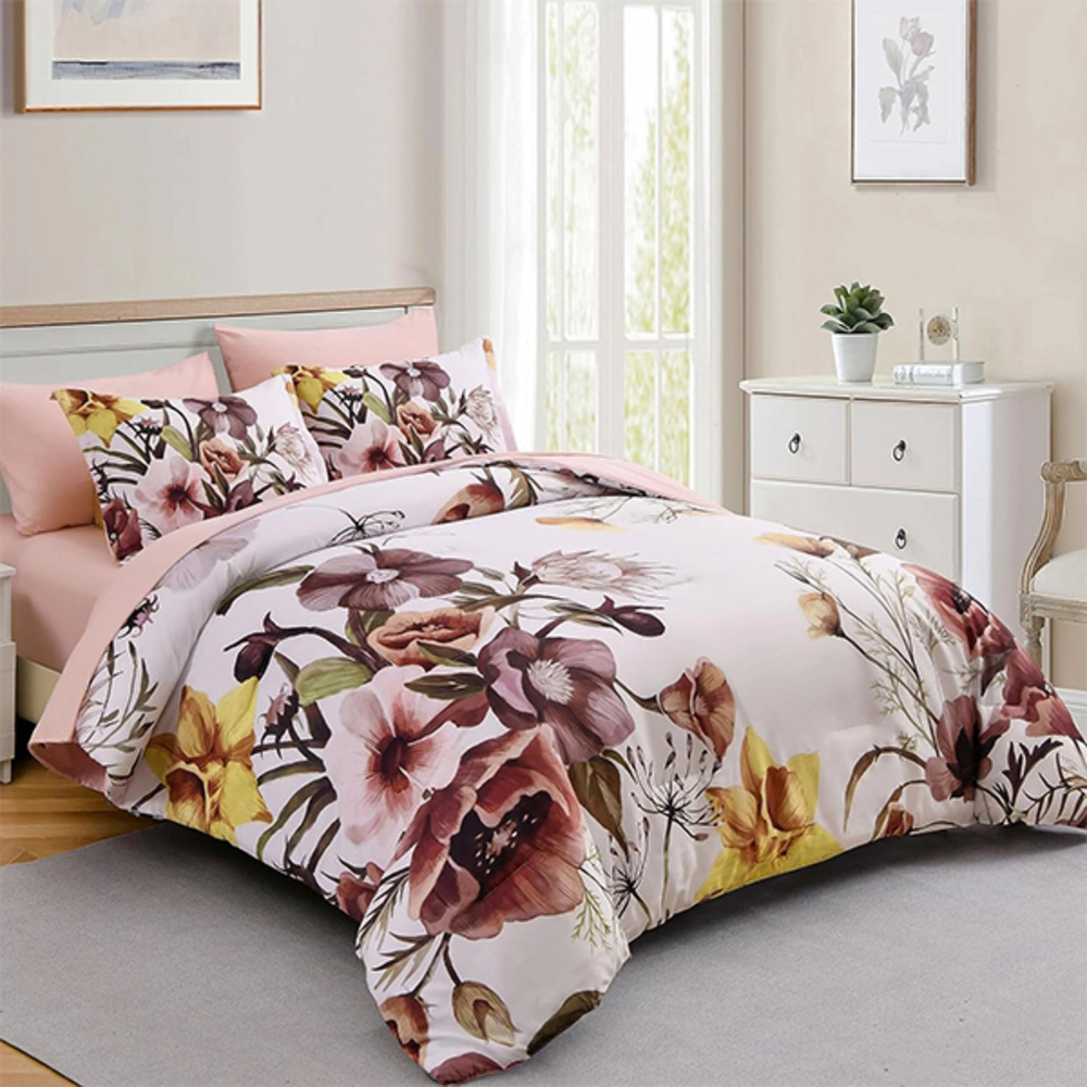 Luxe Furnishings Unisex King Blush Elegant Floral Bedding Set