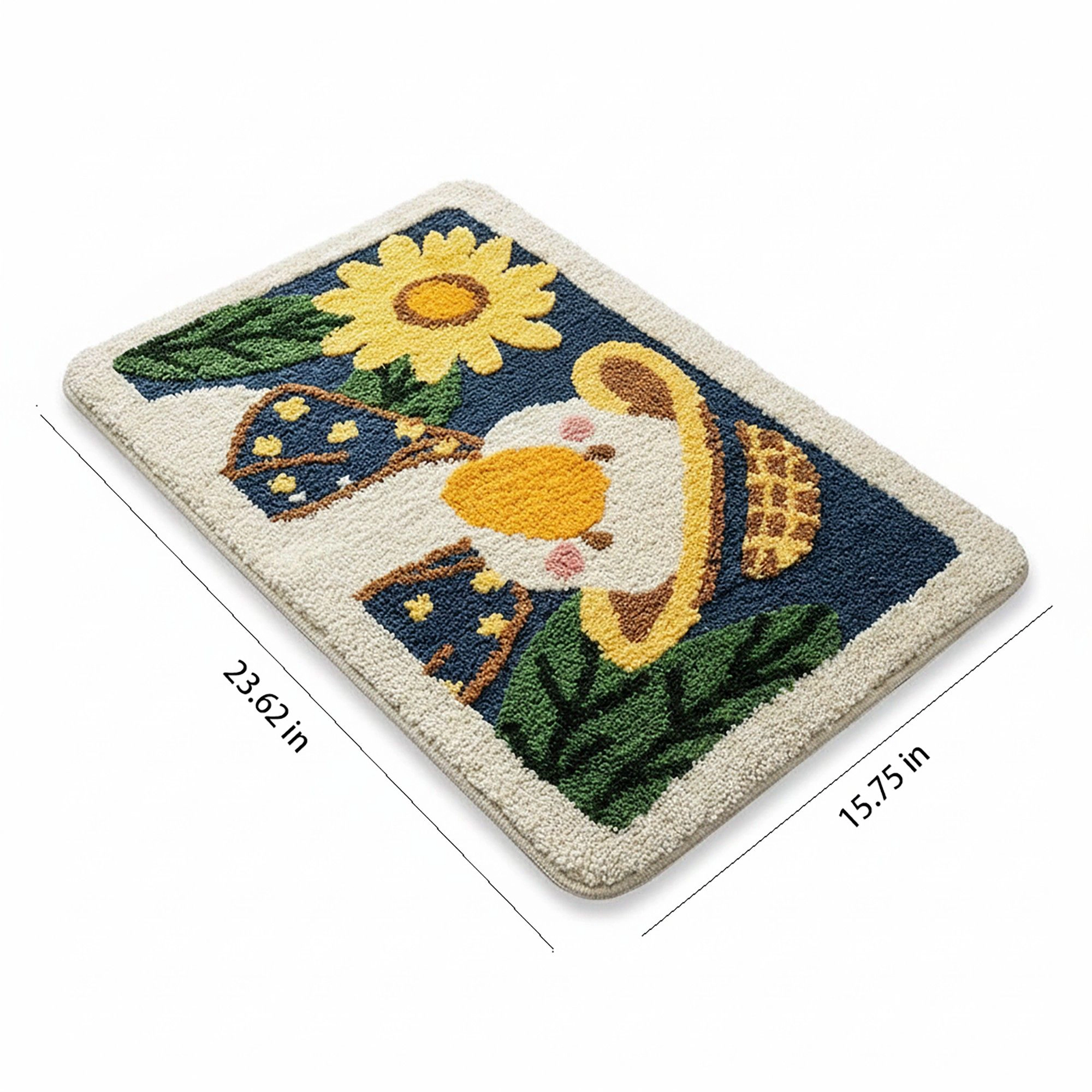 Alilang Unisex Tufted Floor Mat with Cute Animal and Sunflower Design Non Slip Backing Soft Plush Decorative Rug