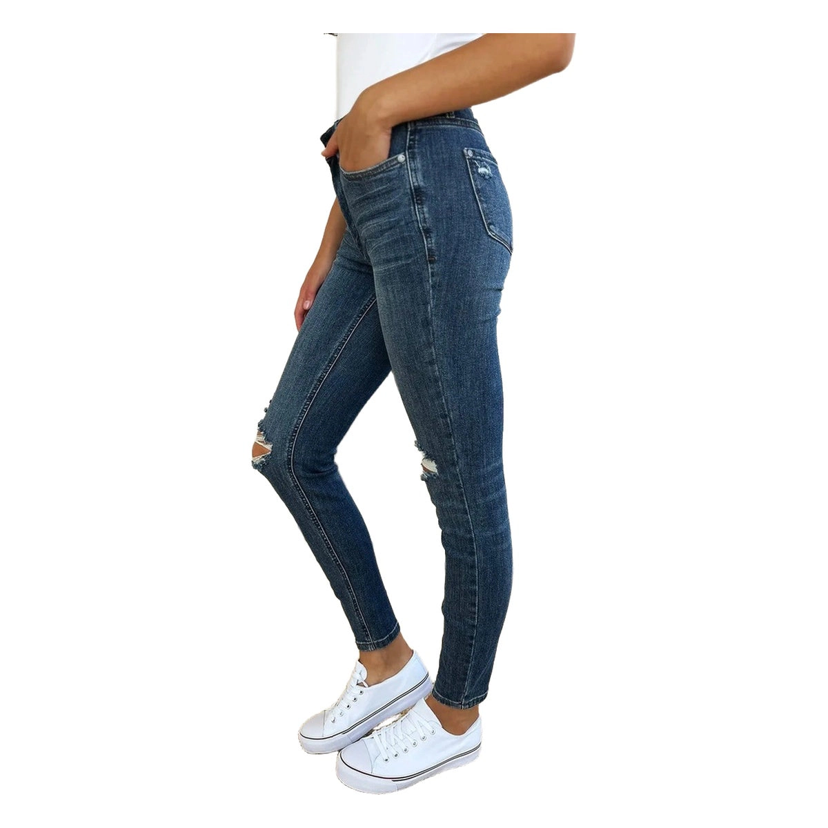 Judy Blue Full Mid Waist Distressed Slim Jeans