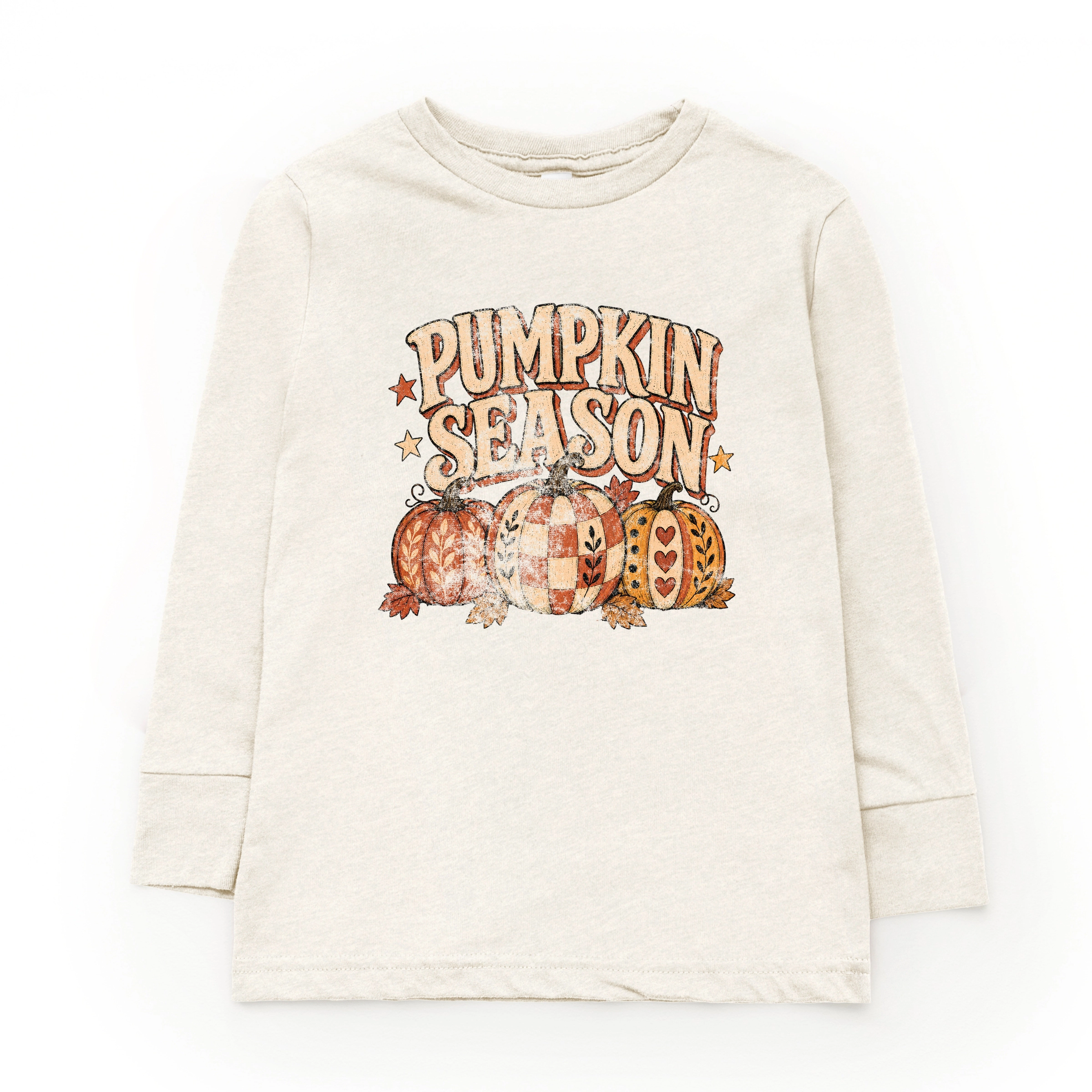 The Juniper Shop - Youth Long Sleeve Graphic T-Shirt Pumpkin Season Pattern Stars