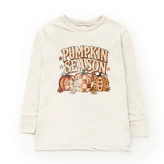 The Juniper Shop - Youth Long Sleeve Graphic T-Shirt - Pumpkin Season Pattern Stars