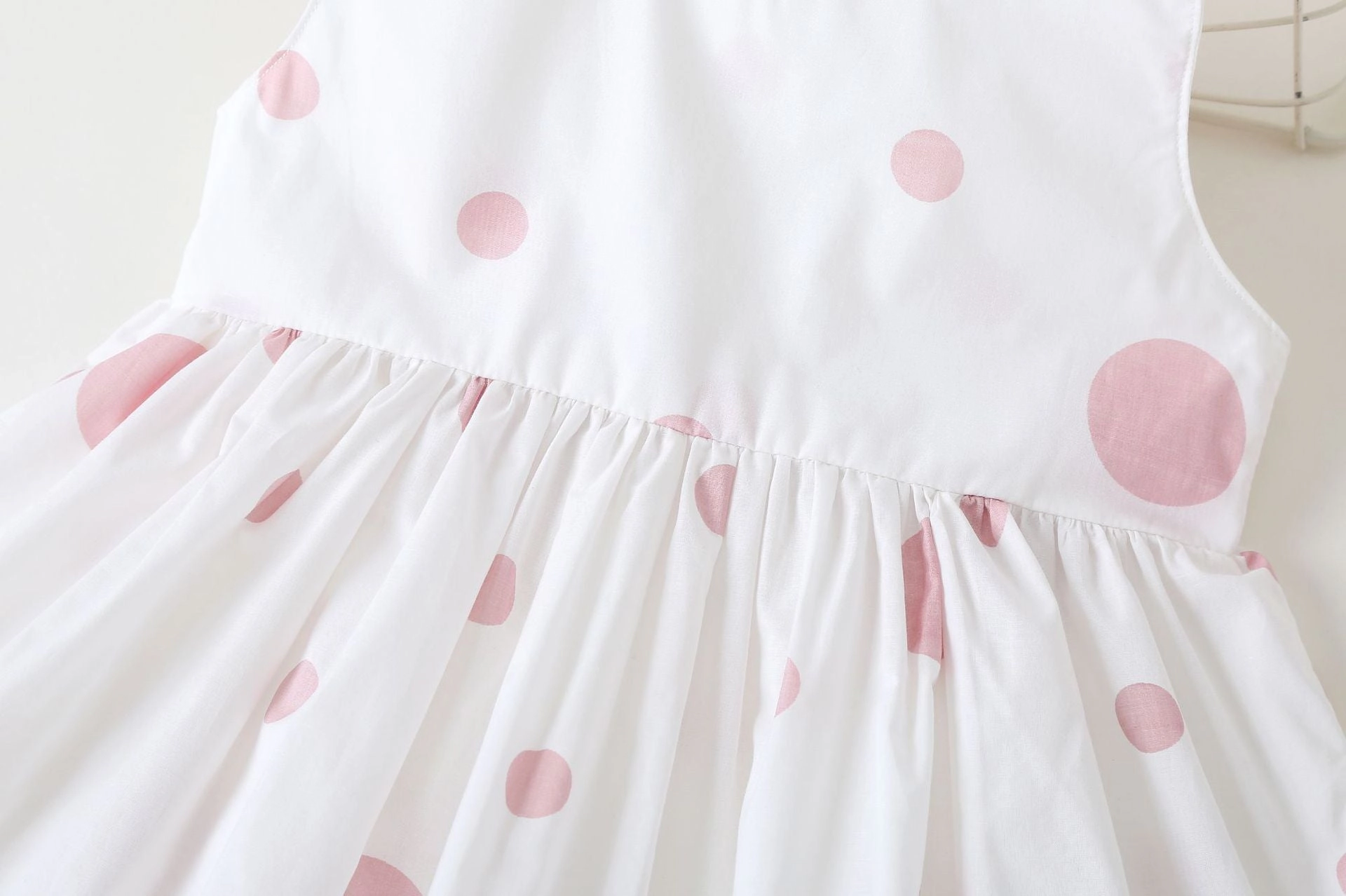 MyKids-USA Polka Dot Pattern Sleeveless Round Collar Dress With Bow