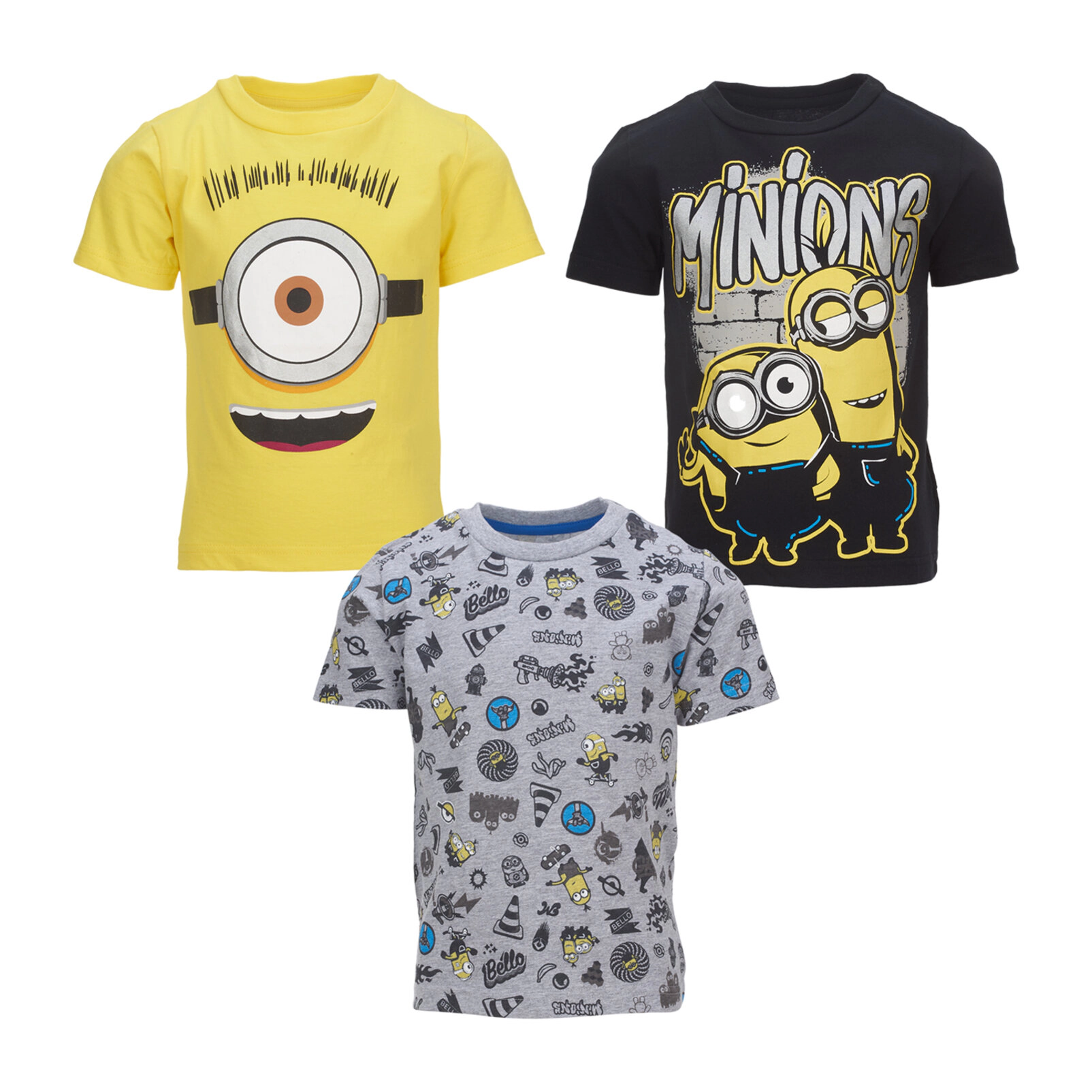 Despicable Me Minions Boys' 3-Pack Short Sleeve T-Shirts
