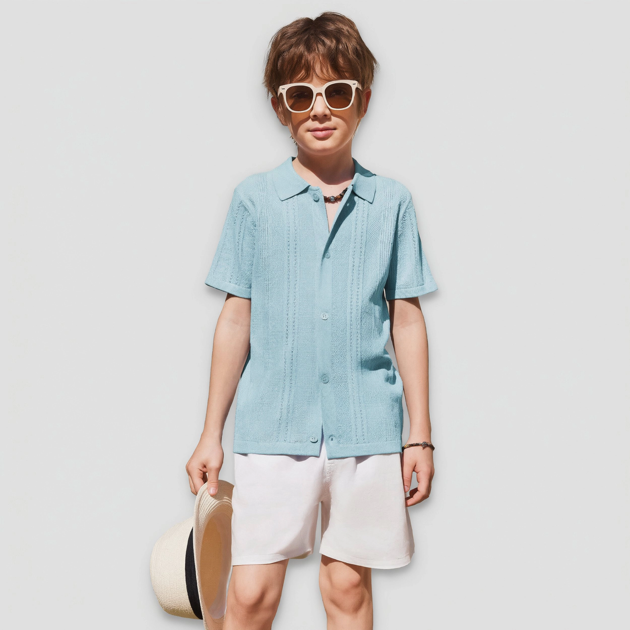 Arshiner Boys Button Down Shirt Short Sleeve Knit Fashion Casual Beach Shirts For Kids