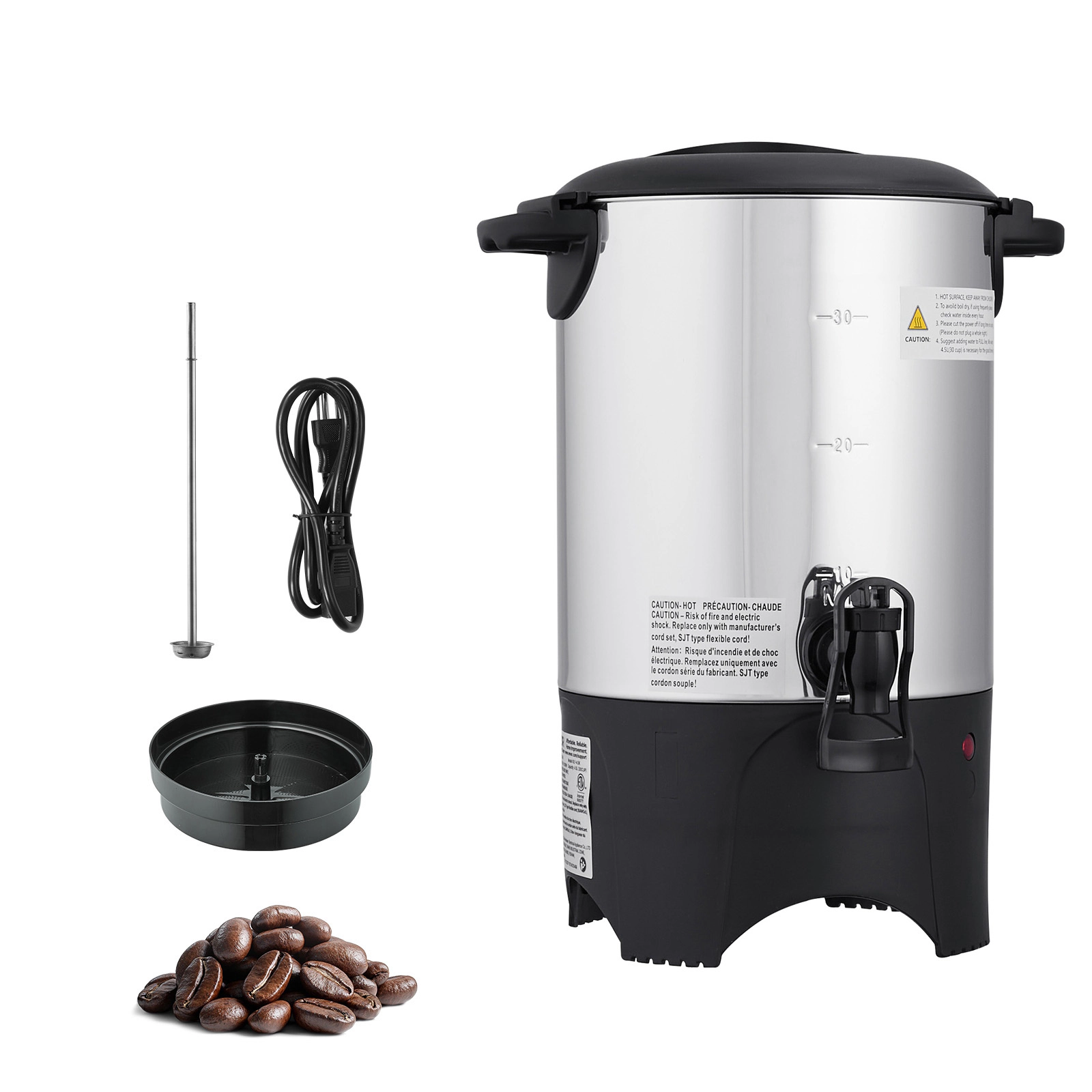 HONGGE Commercial Coffee Urn Hot Beverage Dispenser with Dripless Faucet Quick-Brewing Commercial Coffee Maker with