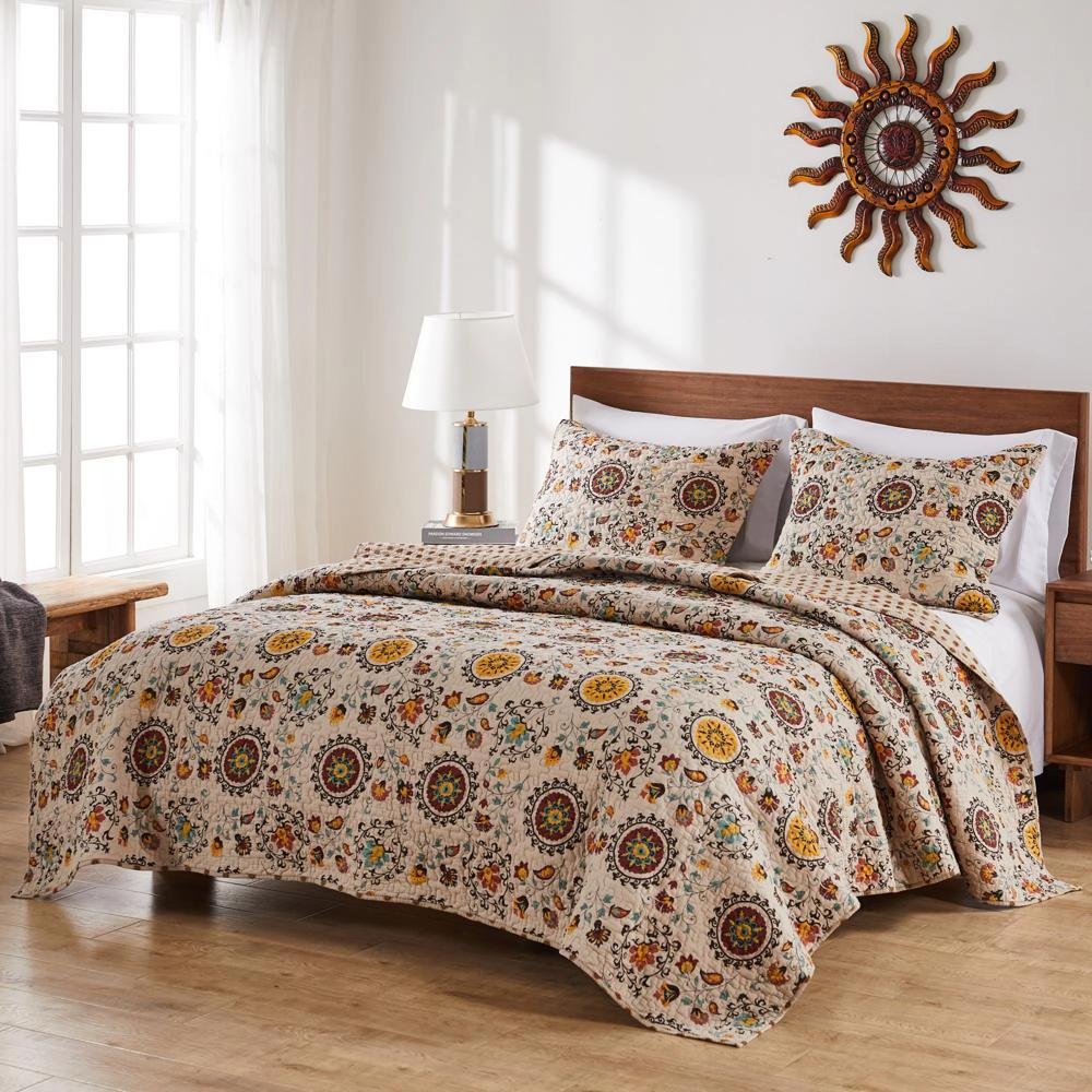 Greenland Home Fashion Andorra Quilt And Pillow Sham Set 3 Piece