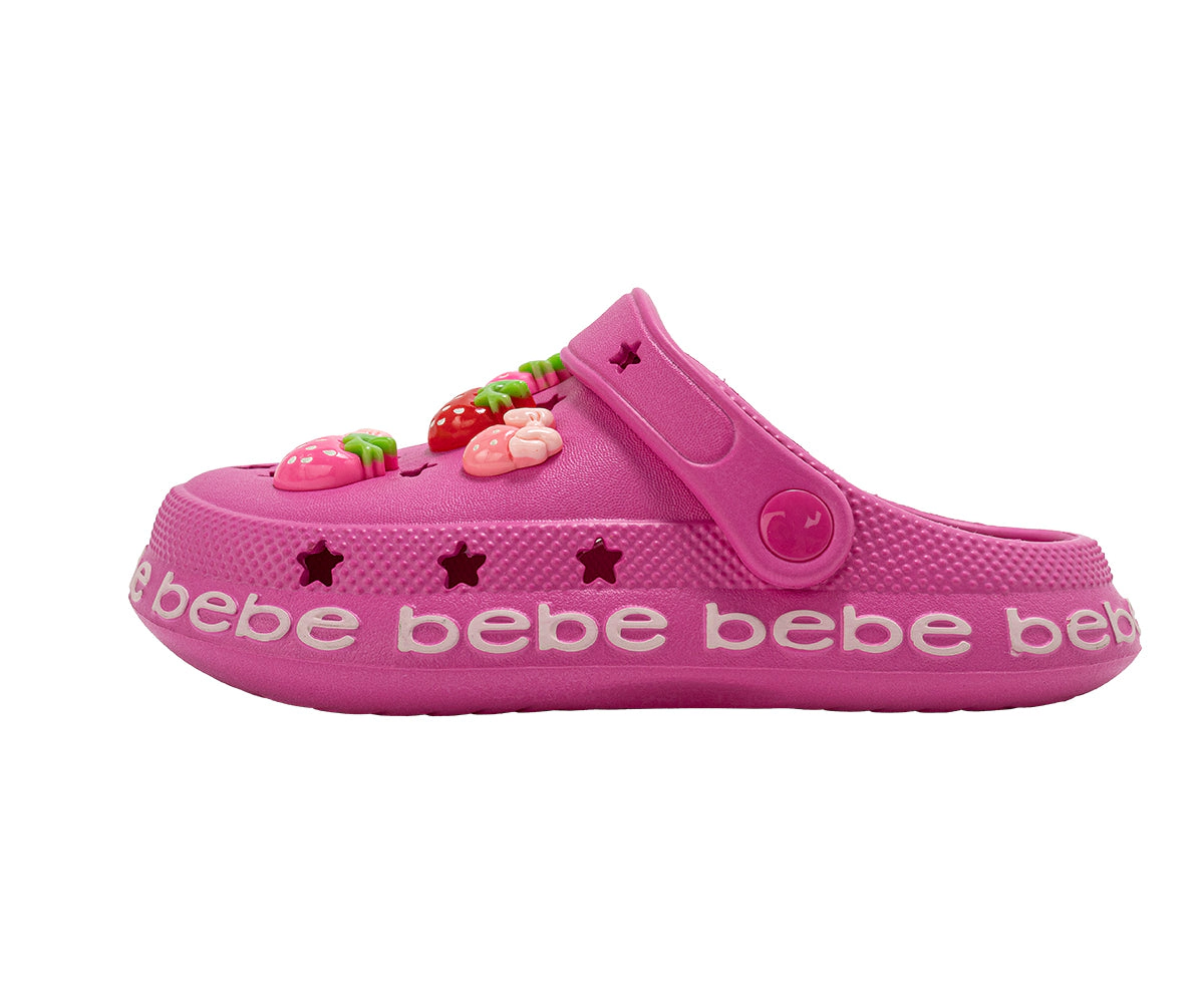 bebe Girl's EVA Lightweight Clogs - Slip On Comfy Shoes with Fruit Charms