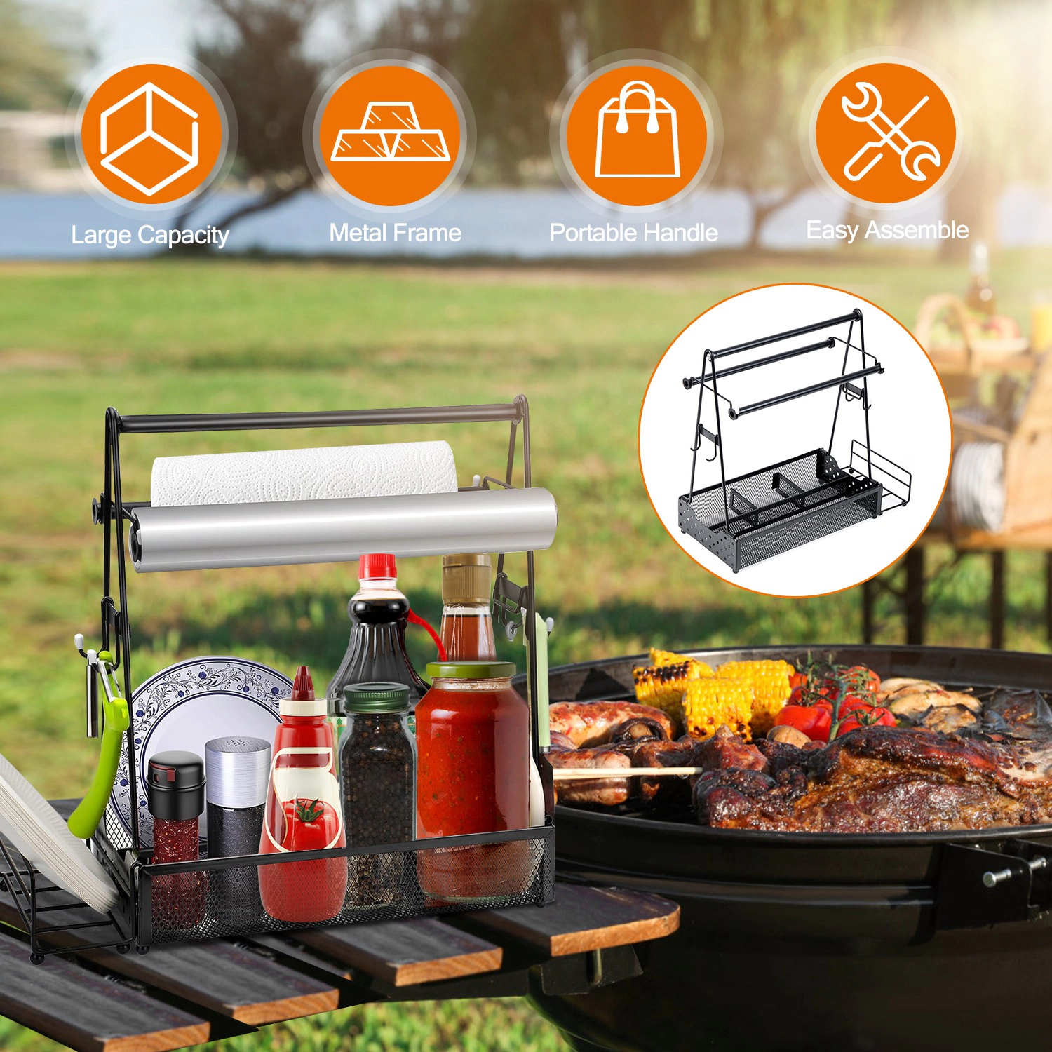 GBruno Metal Grill Caddy With Paper Towel Holder