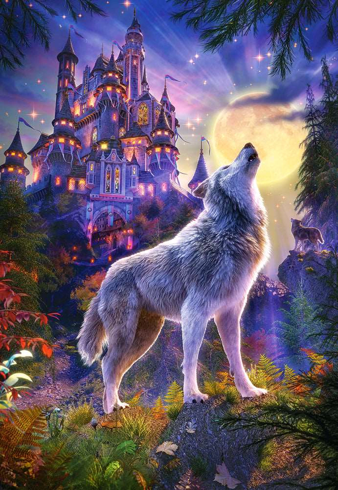 CASTORLAND 1000 Piece Jigsaw Puzzle, Wolf Castle, Fantasy Puzzle, Castle at night, C-104178-2