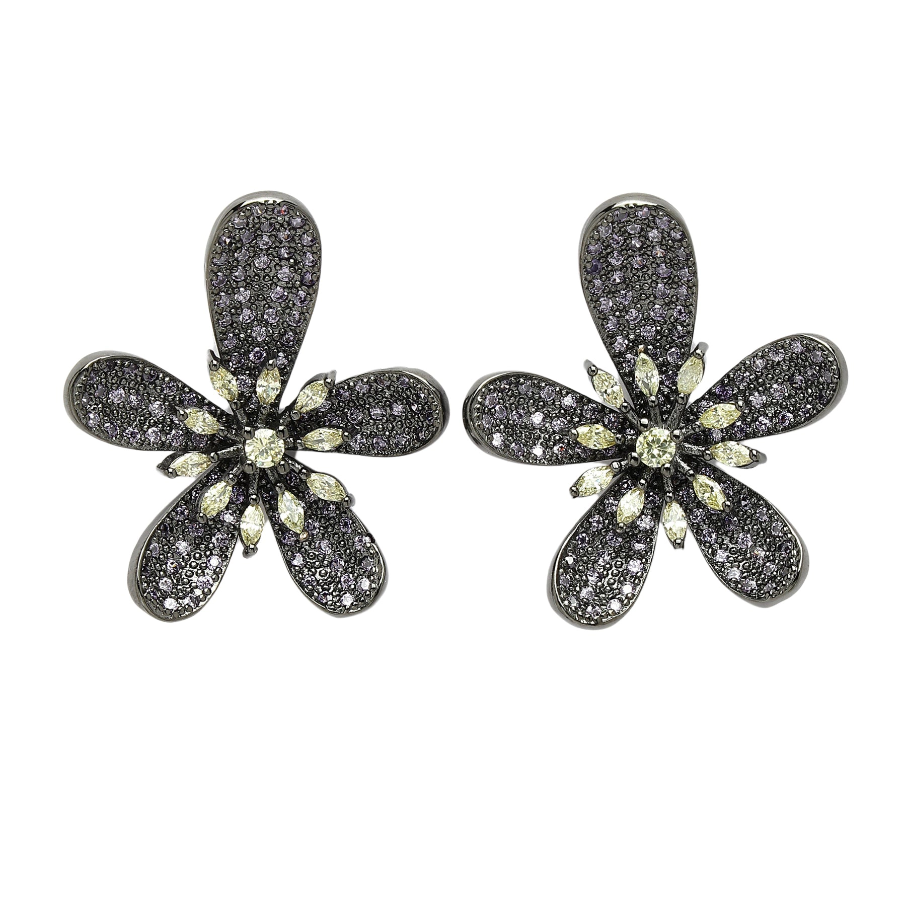 AGP PARIS Womens Diva Collection Zirconia Floral Stud Earrings