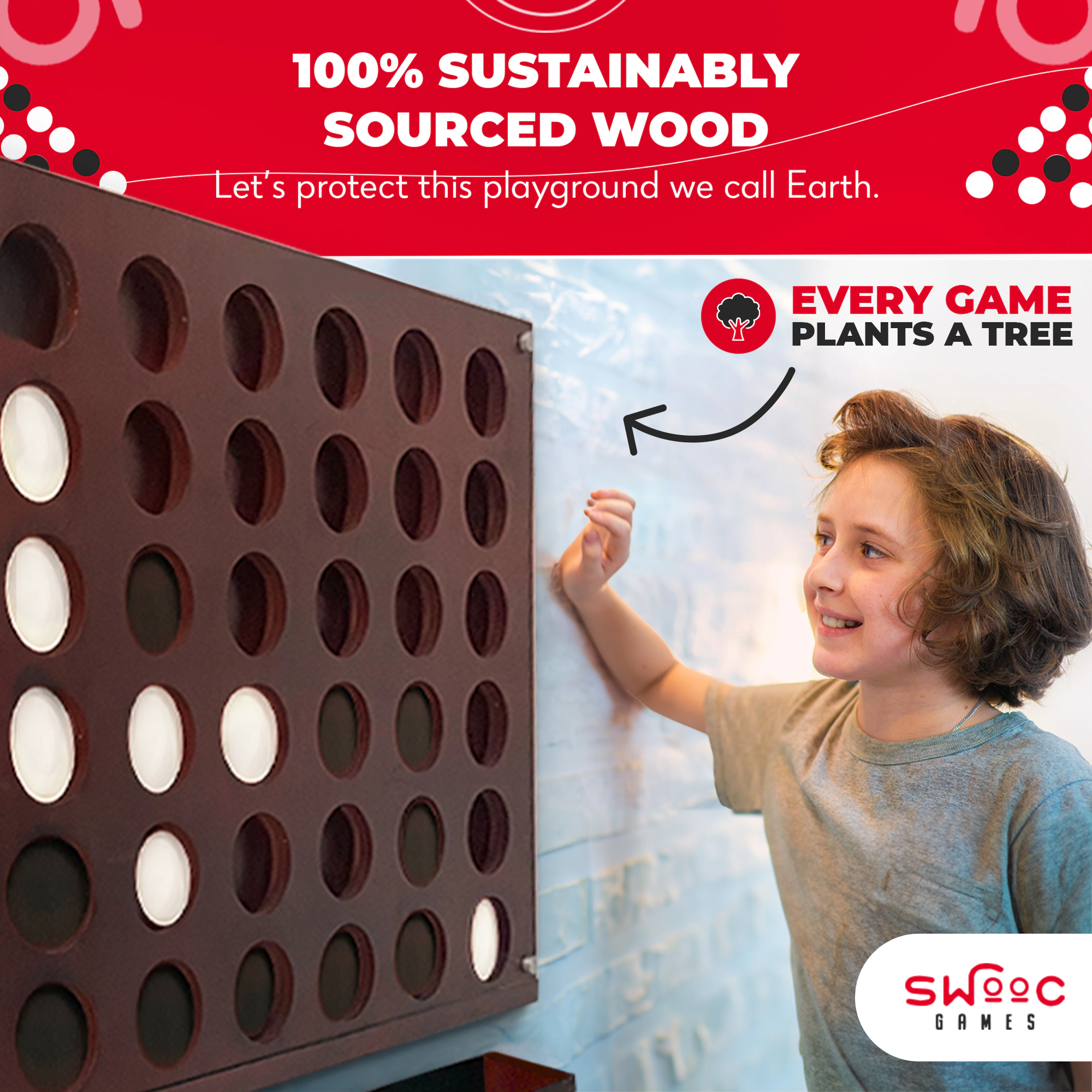 Swooc Games | Wall Mounted Giant 4 In A Row Game