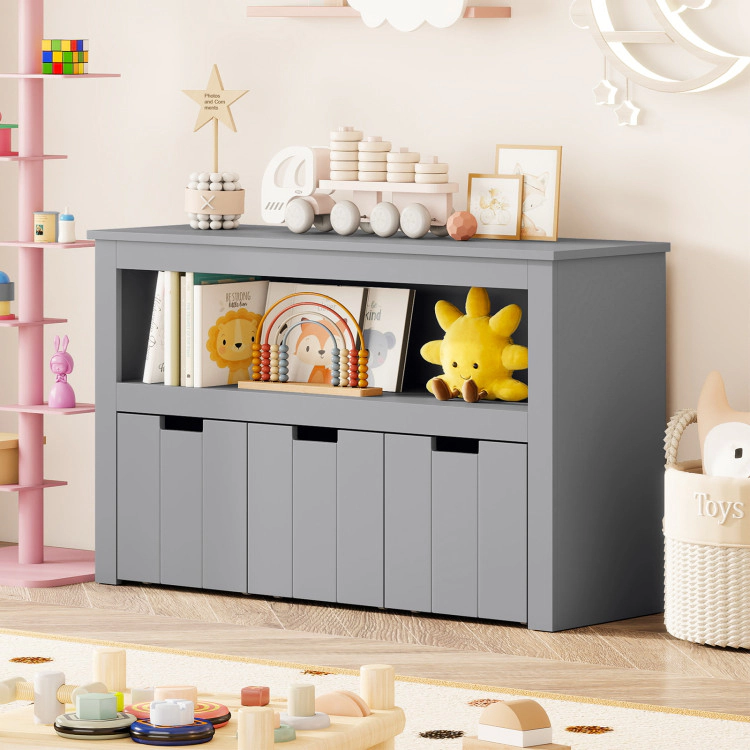Hivvago Kid Toy Storage Cabinet Drawer Chest with Wheels and Large Cube Shelf