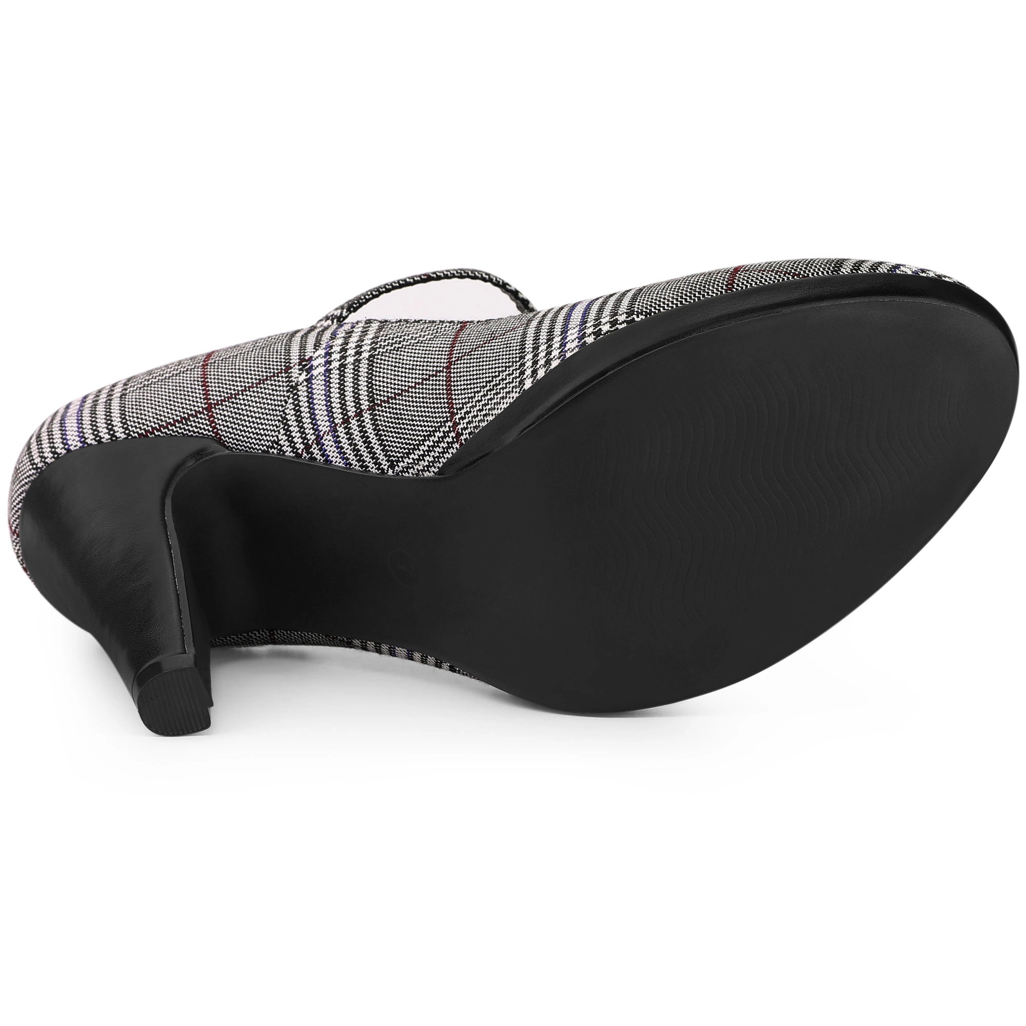 BLISSFUL STEP Women's Houndstooth Platform Stiletto Heels Mary Janes Pumps