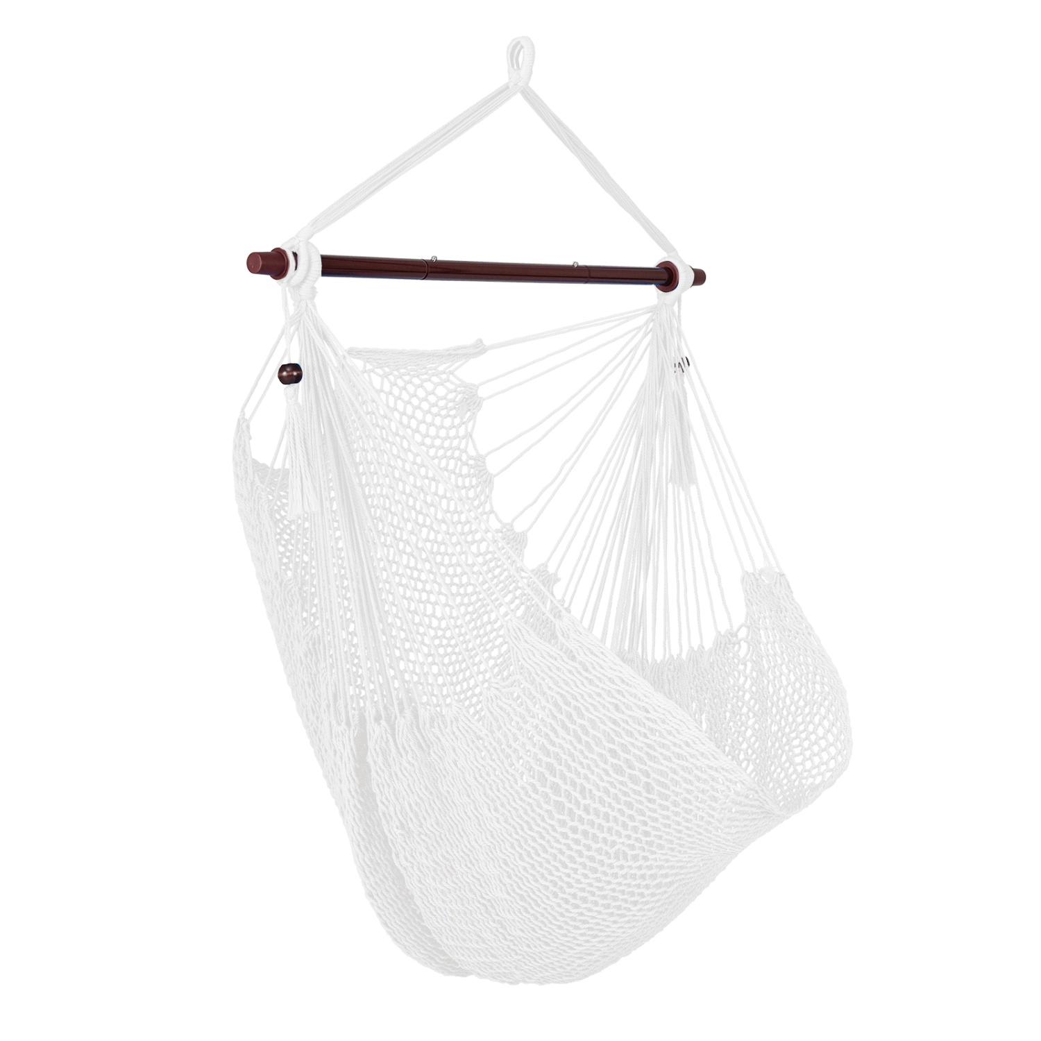 LJG Caribbean Hammock Chair with Metal Spreader Bar Woven Rope Swing