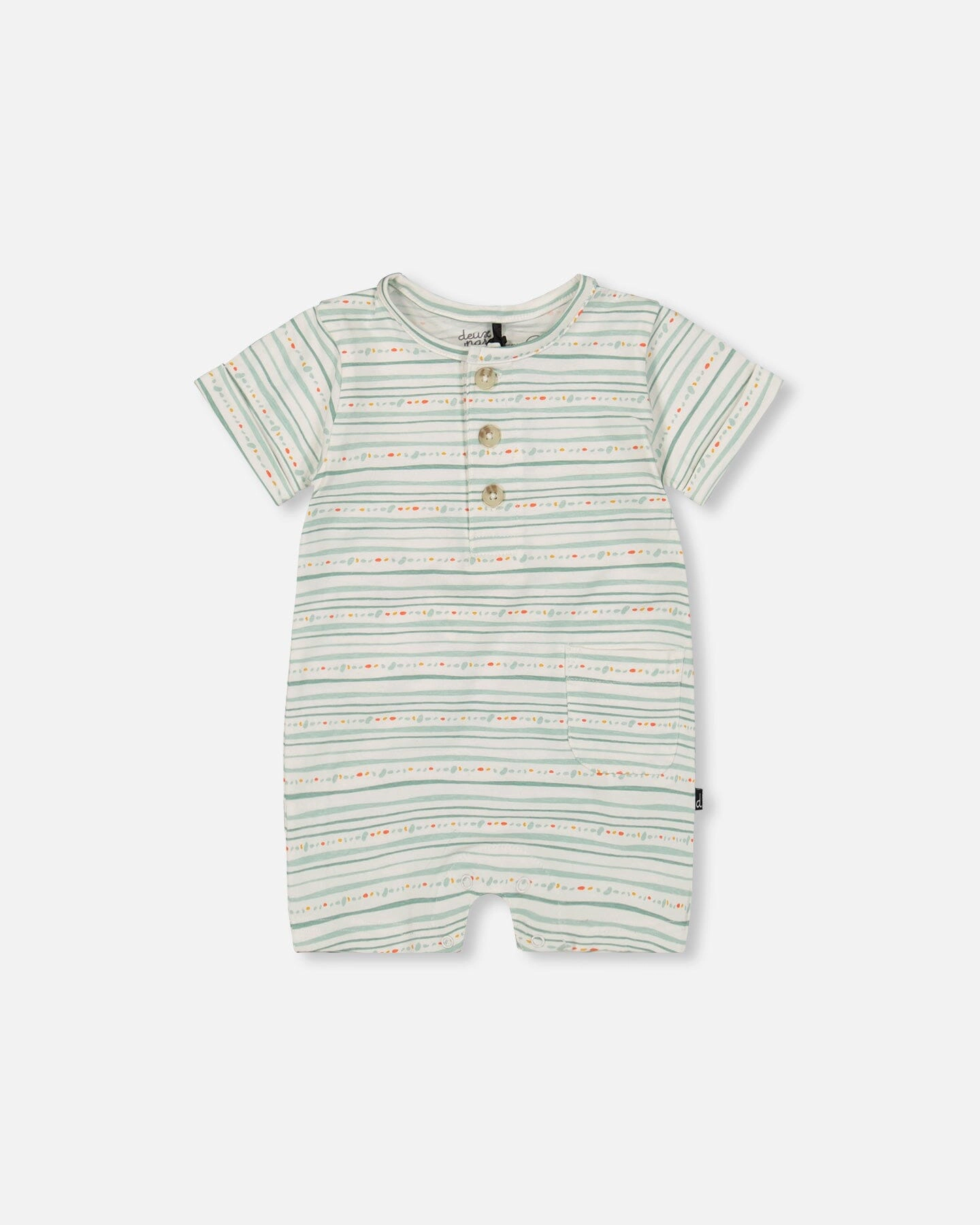 Deux par Boys Organic Cotton Romper Printed Lines