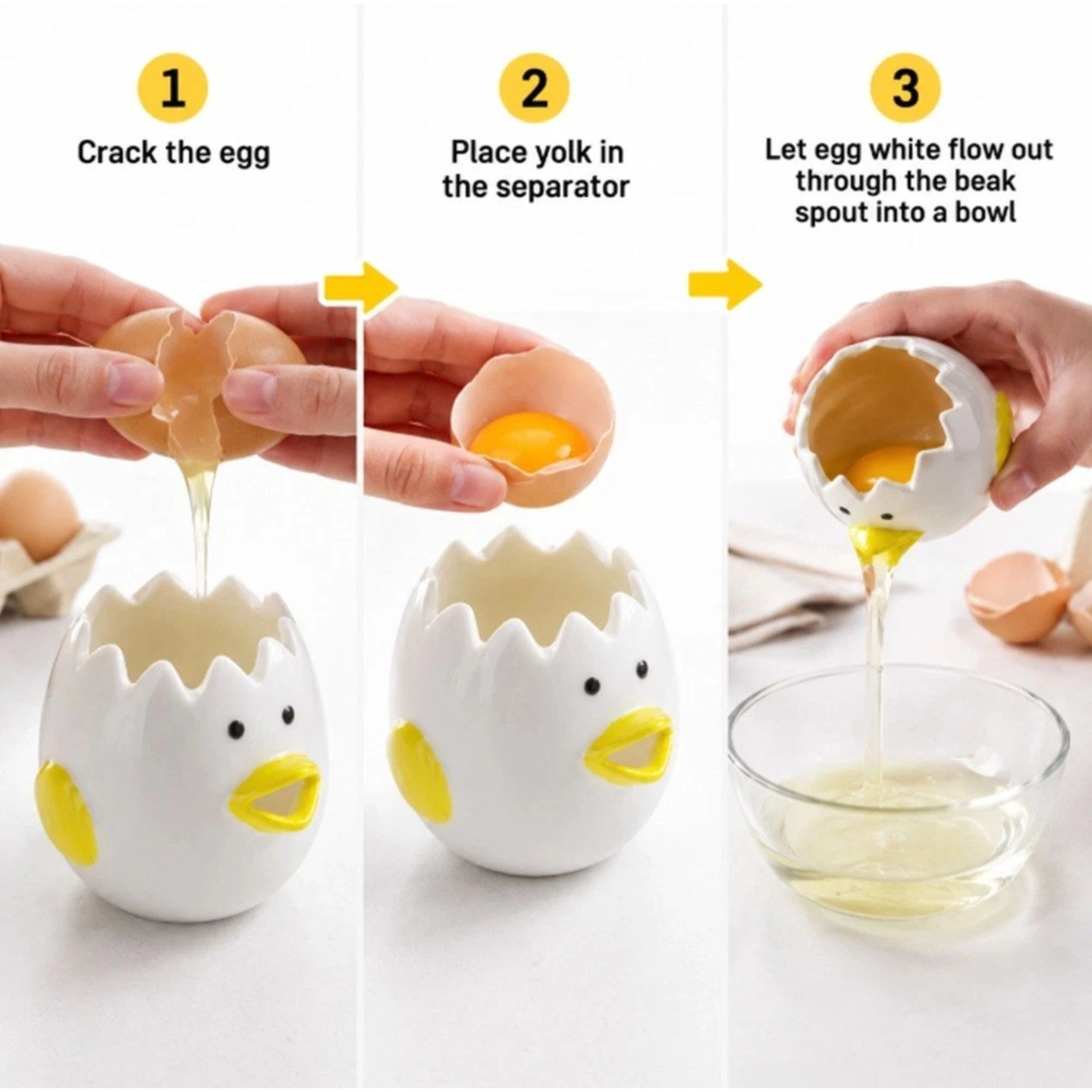 Home Collection Ceramic Chicken Egg Separator Yolk & White Divider Baking Tool