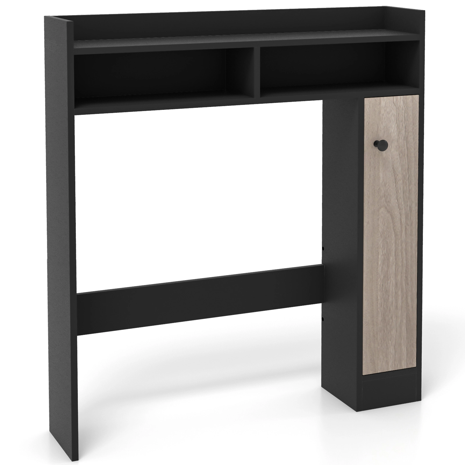 SUGIFT Over the Toilet Storage Organizer Black with Adjustable Bottom Bar and Cabinet