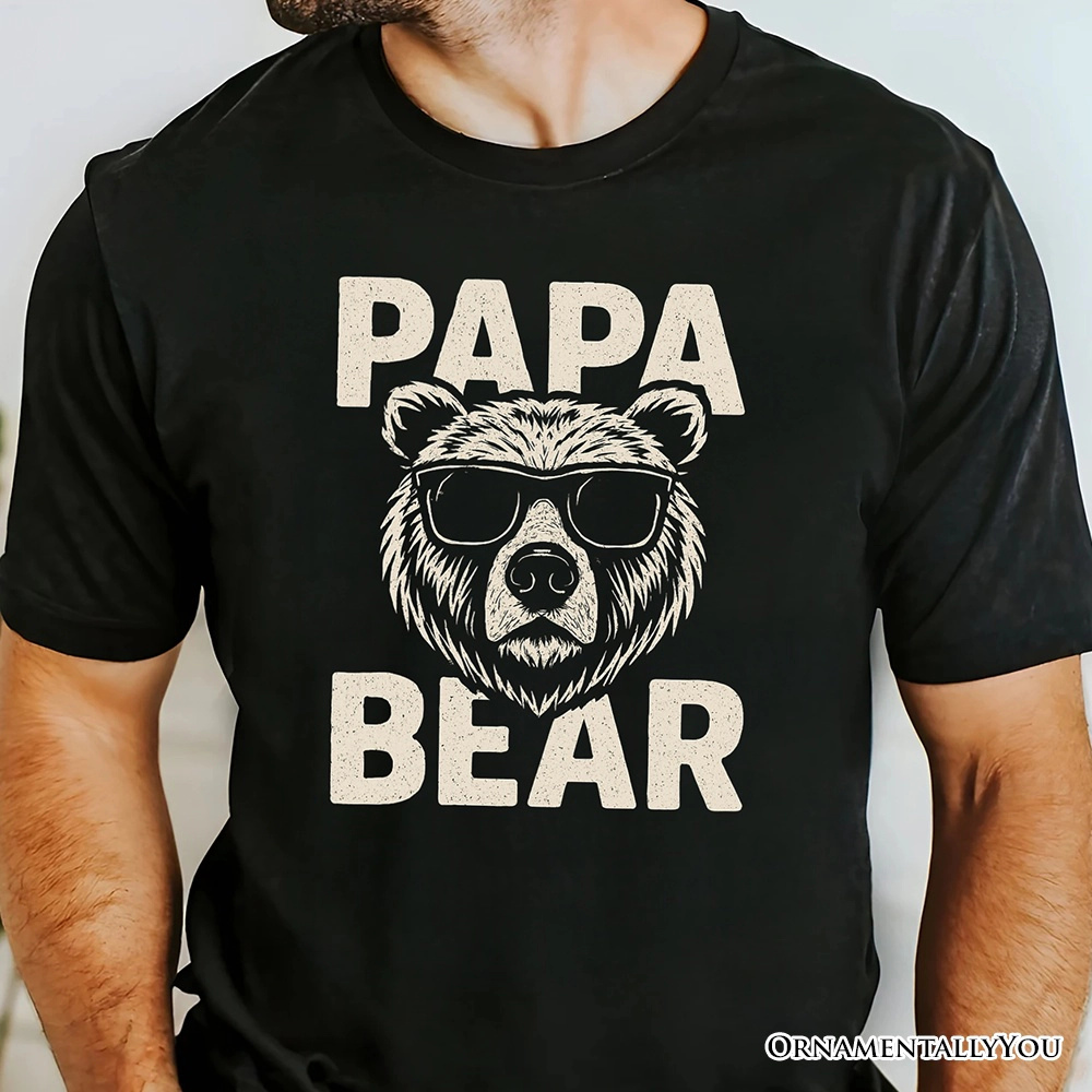 OrnamentallyYou Mens Papa Bear Sunglasses T-Shirt