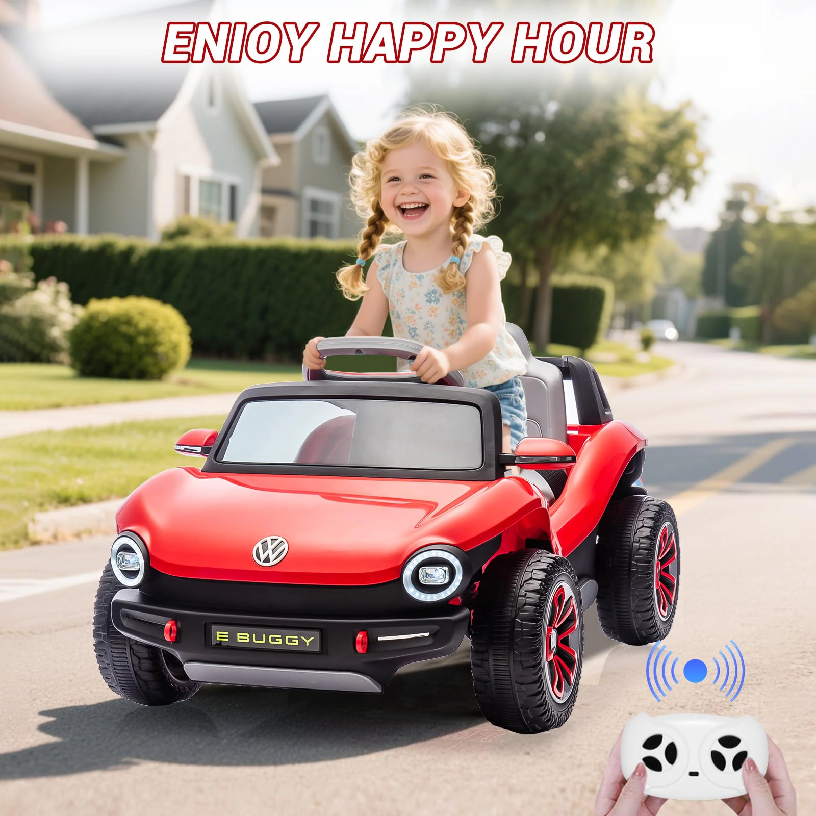 12V Licensed Volkswagen Beetle Ride On Car for Kids, Electric 4 Wheeler with Remote, LED Lights, Music & USB