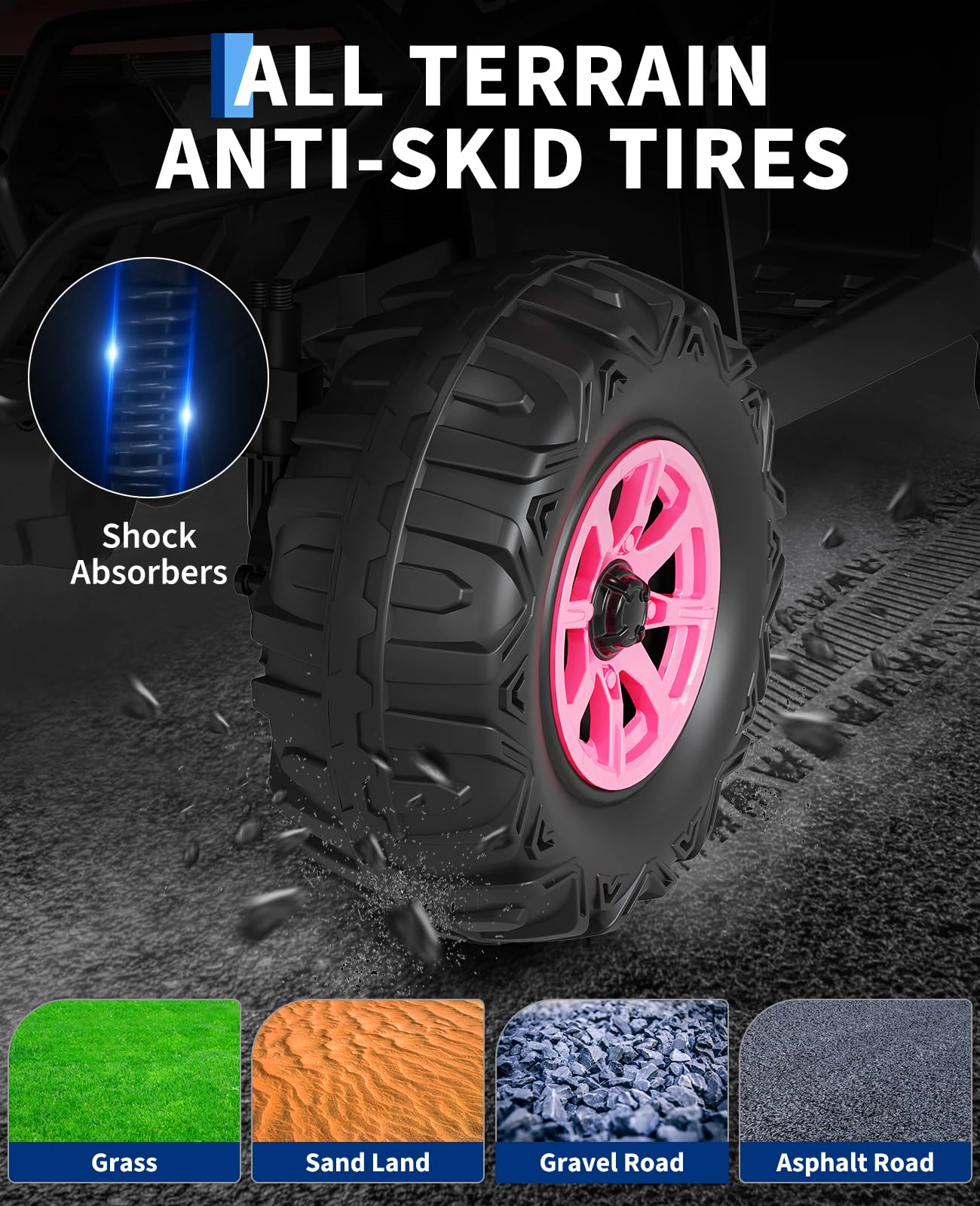 Enjyam 12V Kids Ride On ATV Car with Parent Remote, Off-Road 4 Wheeler w/ Suspension, LED Flag, Bluetooth, USB