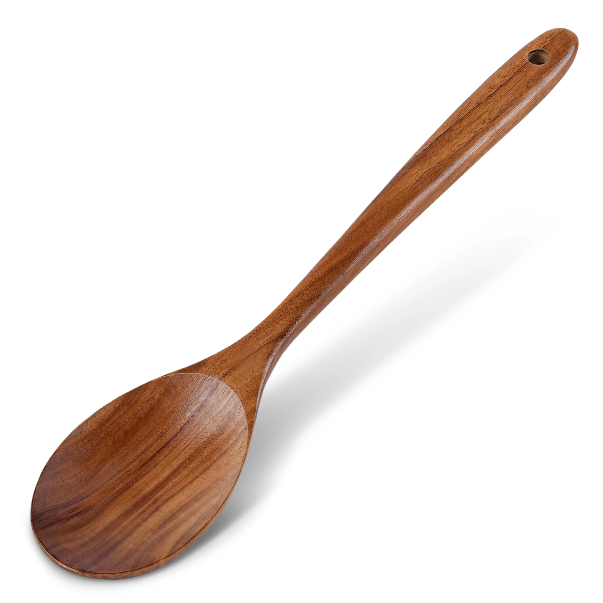 Cheer Collection Teak Wood Cooking Spoon with Deep Bowl for Mixing and Serving
