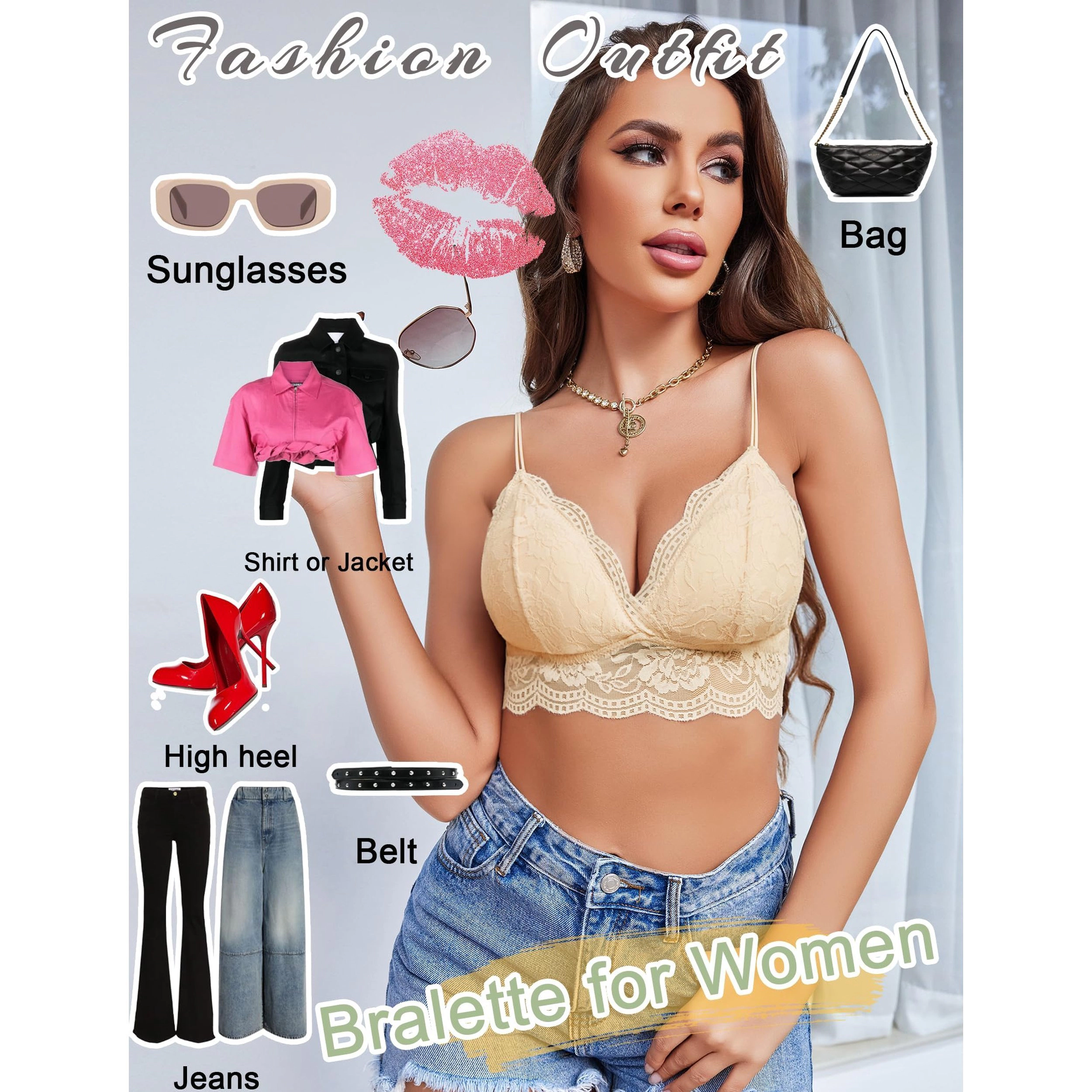 Avidlove Women's Lace V Neck Spaghetti Strap Bralette Camisole