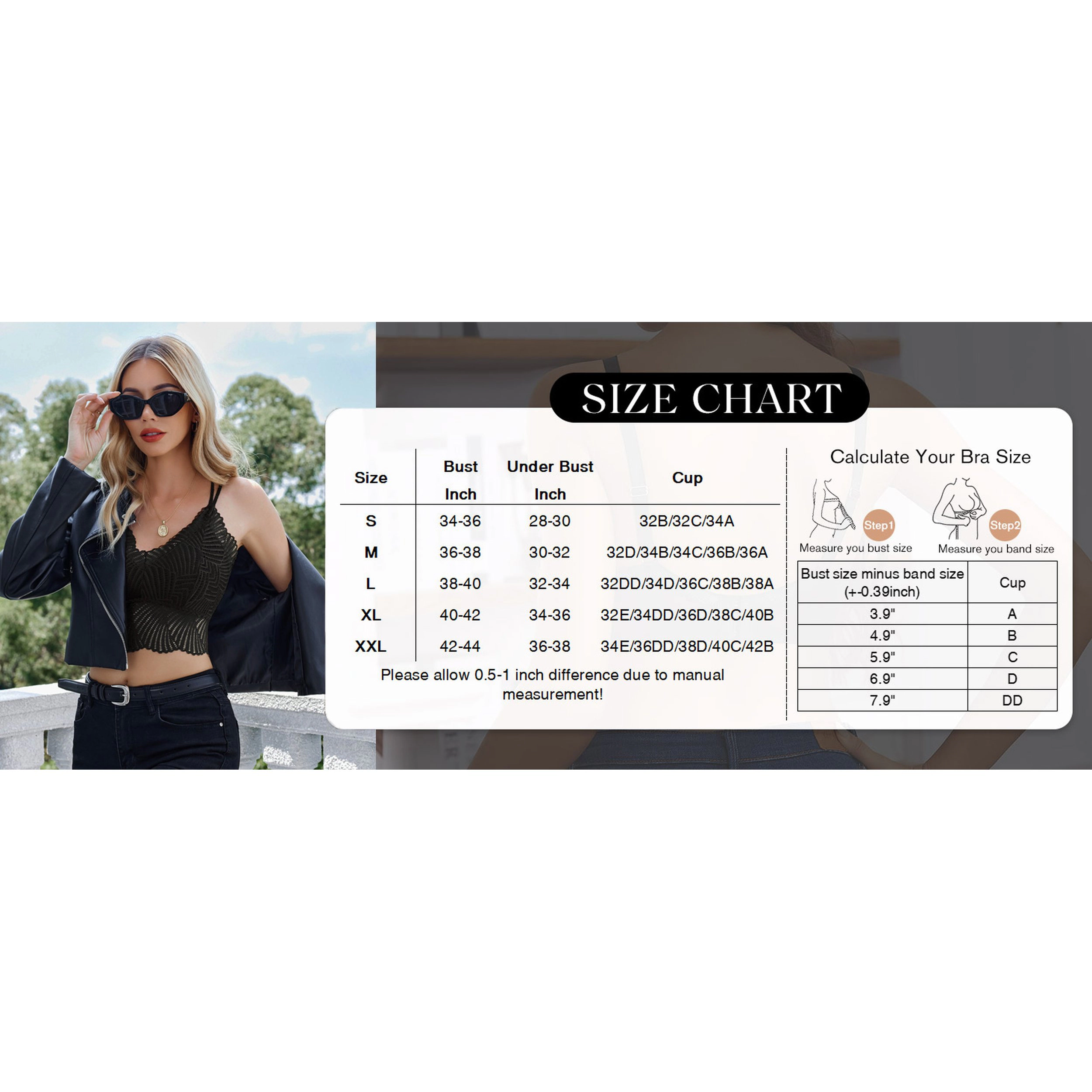 Avidlove Women's Lace V Neck Racerback Double Layered Crop Top Bralette