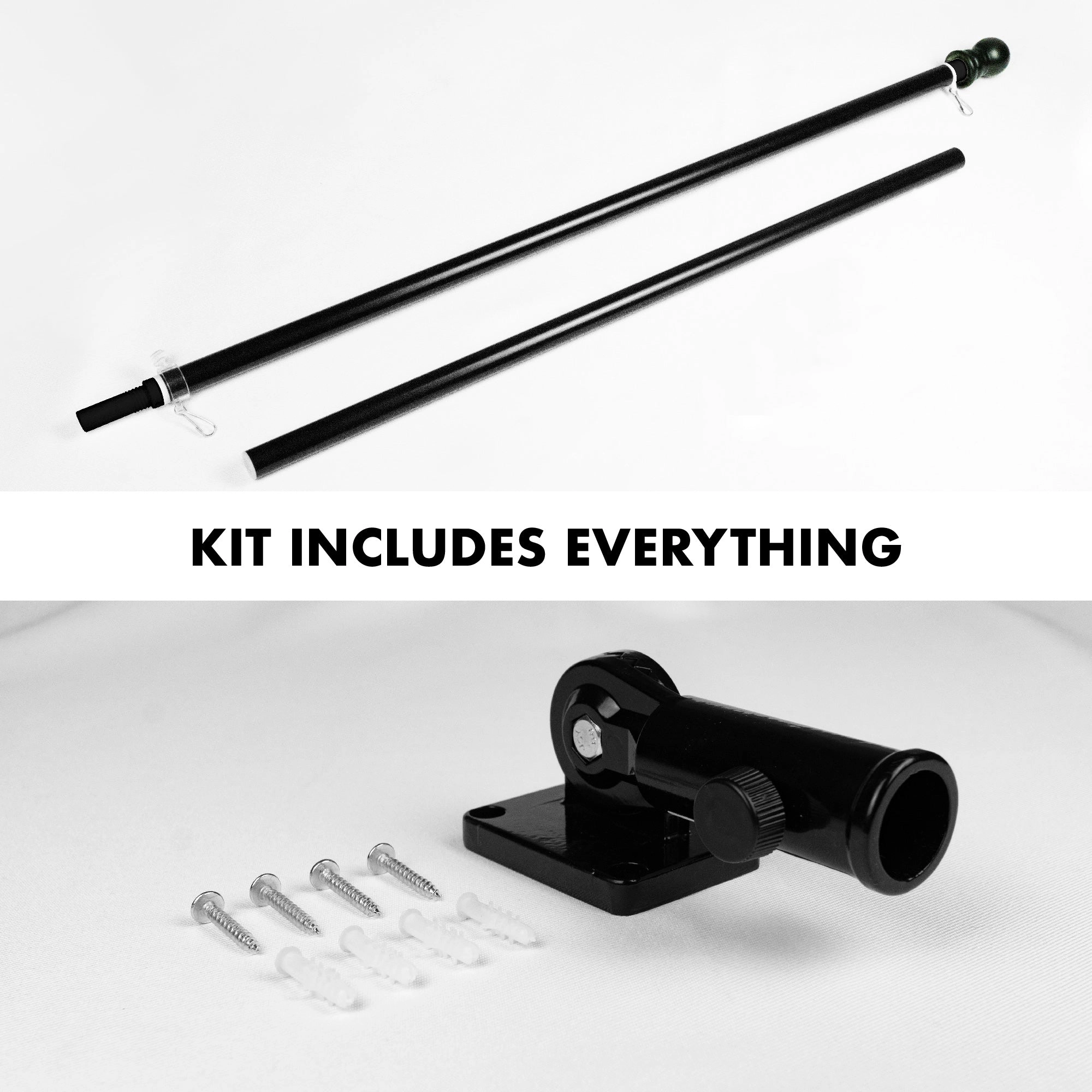 G128 6 Ft Tangle-Free Spinning Aluminum Wall Mount Flagpole, Black